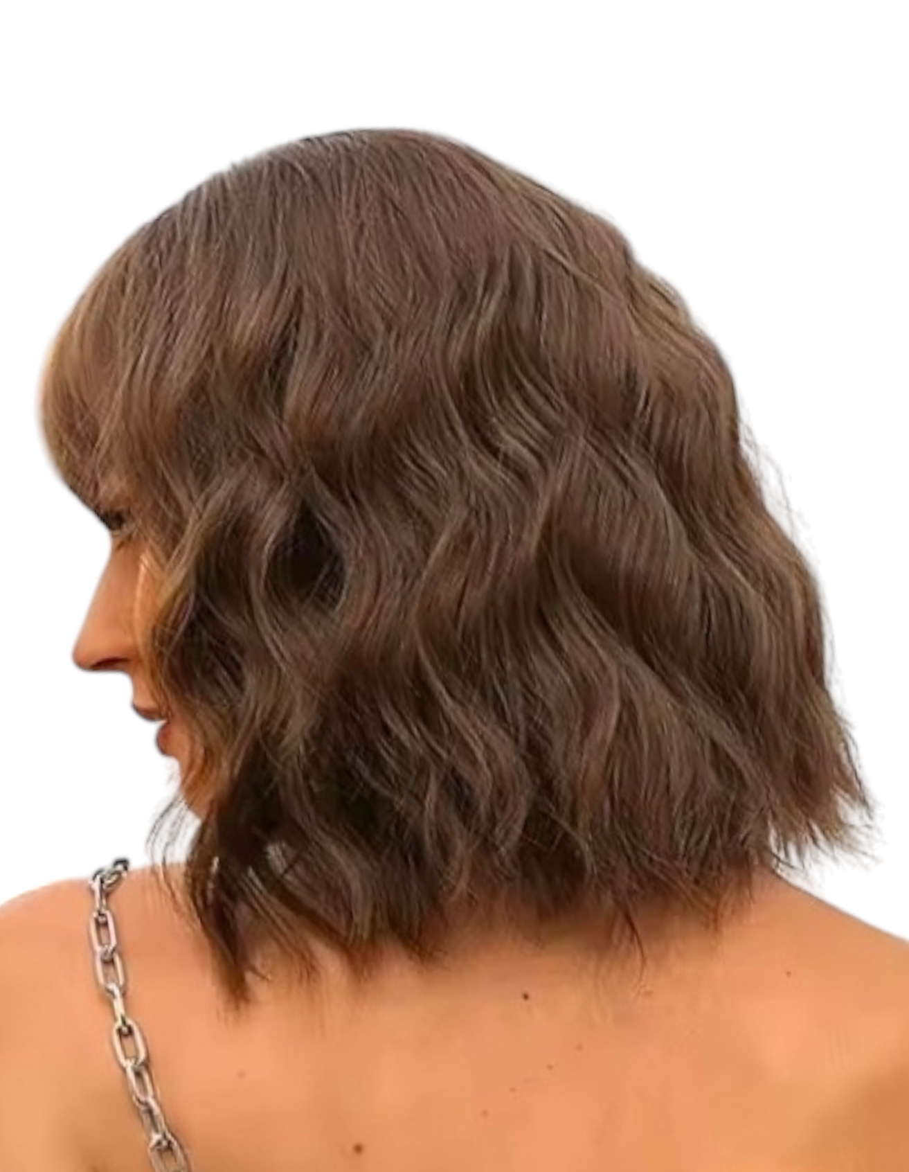 Mid Brown Wavy Bob Wig With Fringe. Loli