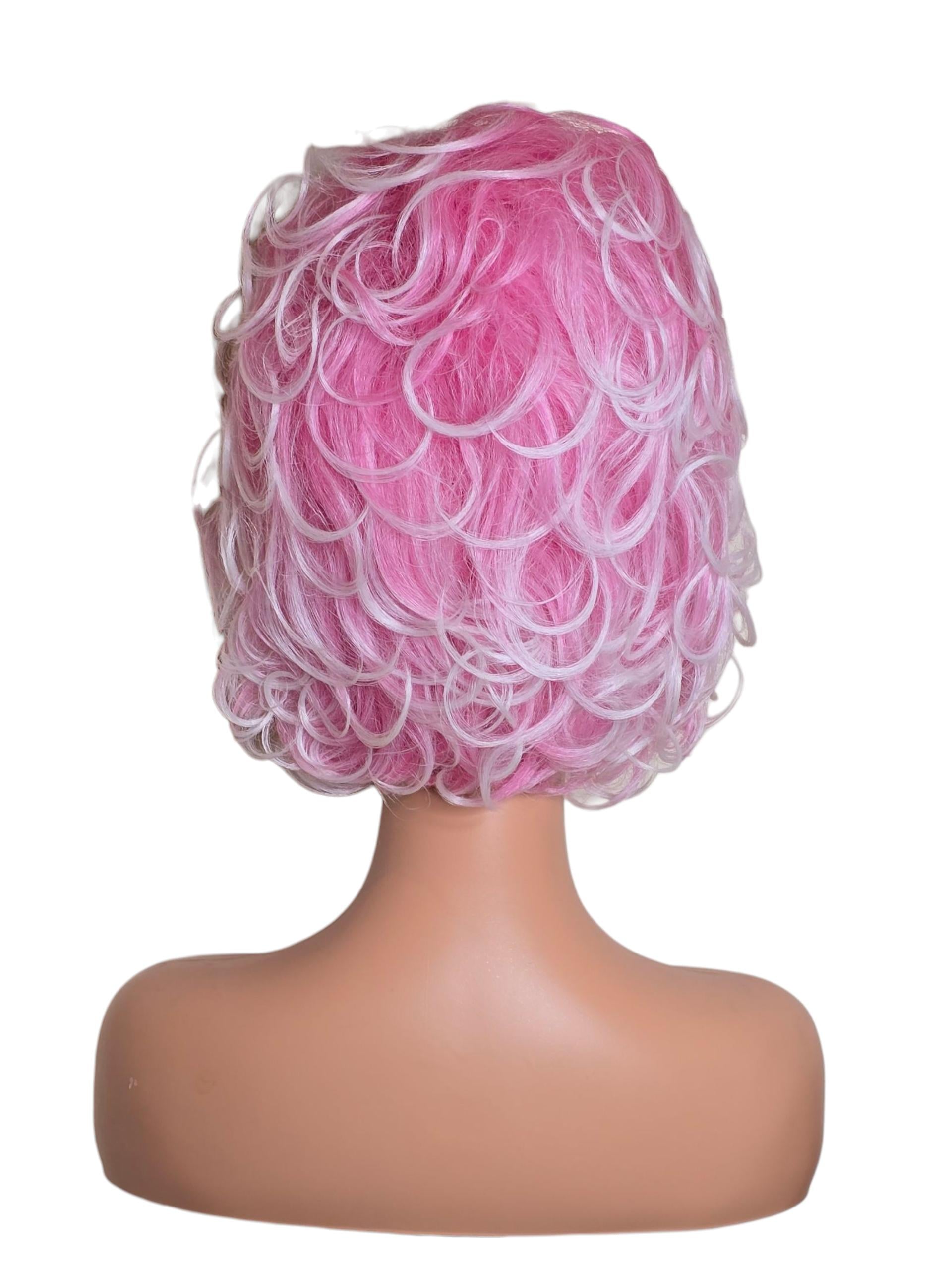 Pink White Updo Drag Queen Wig.