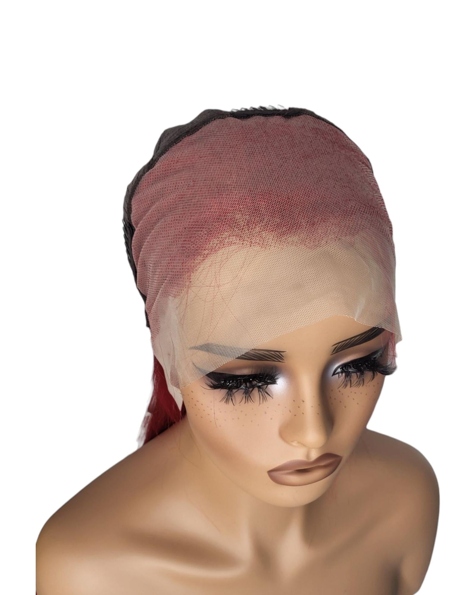 Red Human Hair 34" Lace Front Wig. Ari