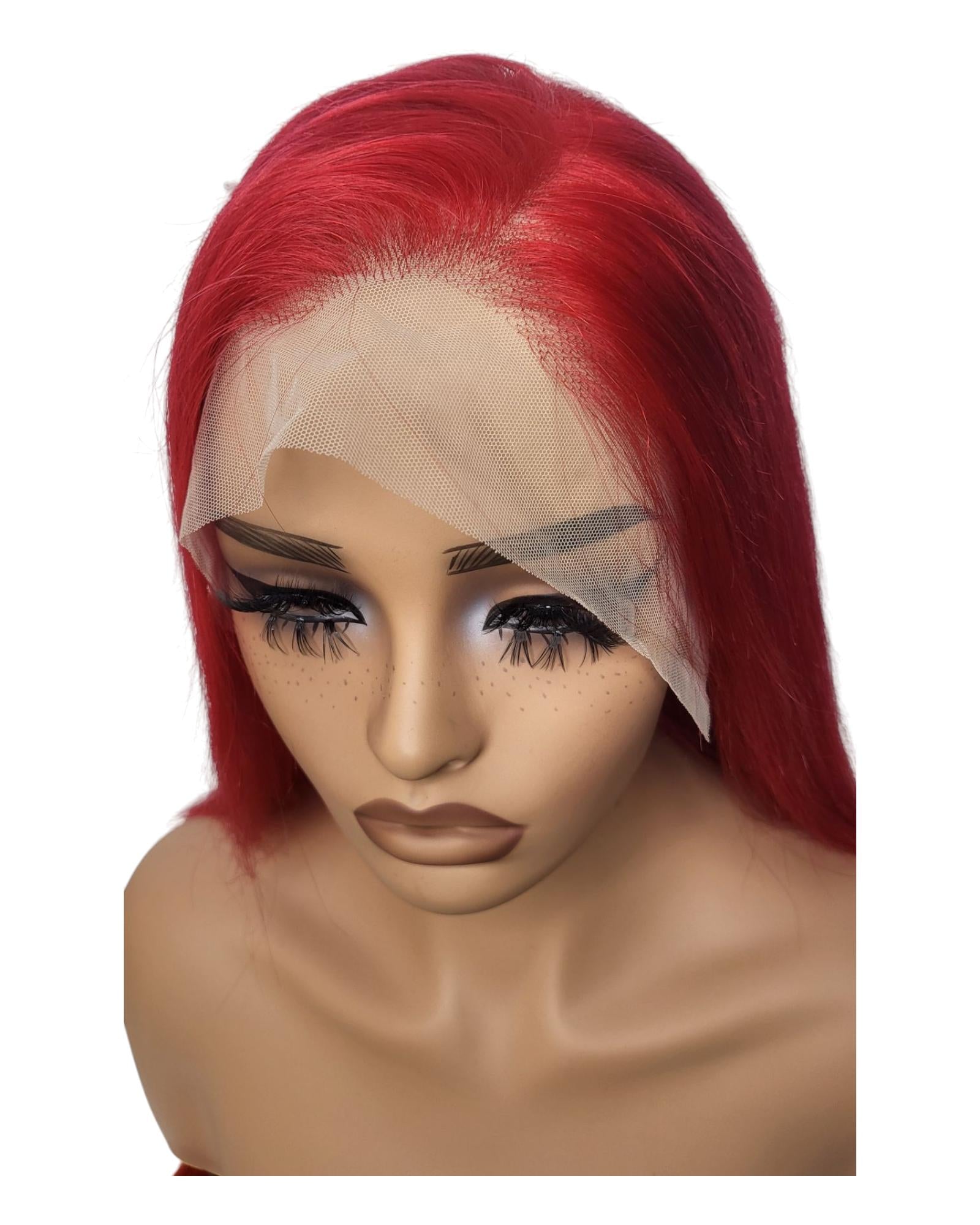 Red Human Hair 28" Lace Front Wig. Ari
