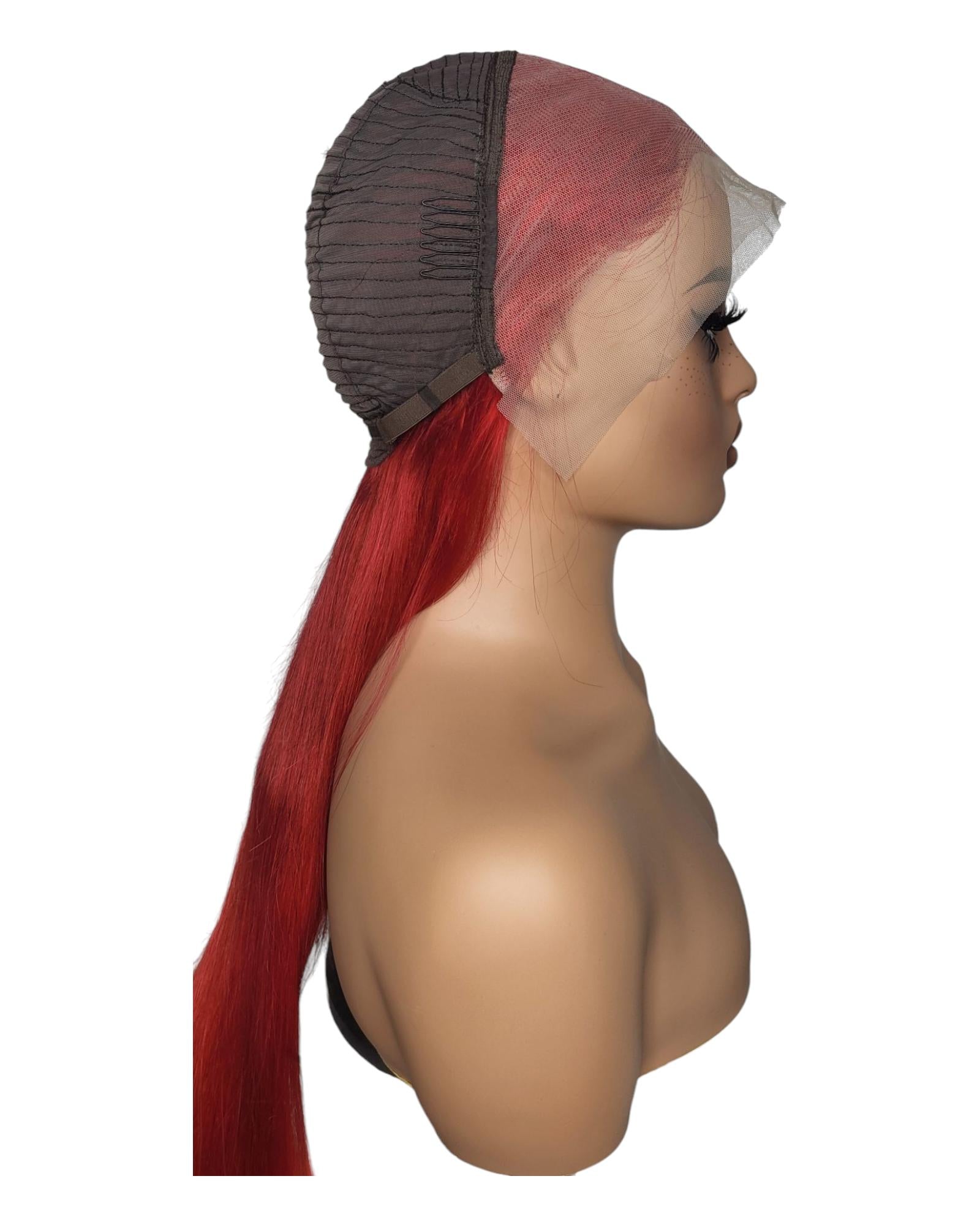 Red Human Hair 34" Lace Front Wig. Ari