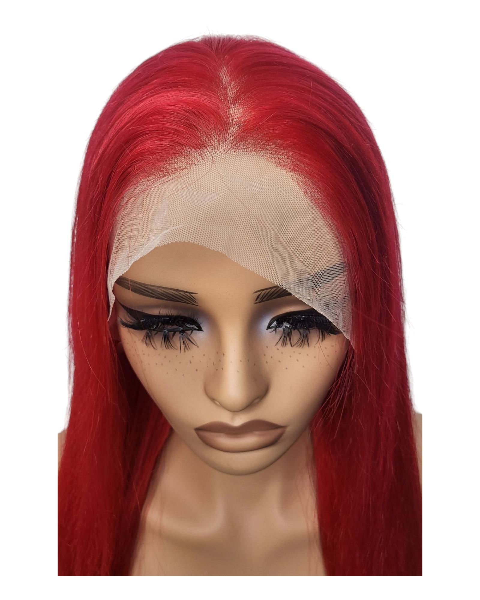Red Human Hair 28" Lace Front Wig. Ari