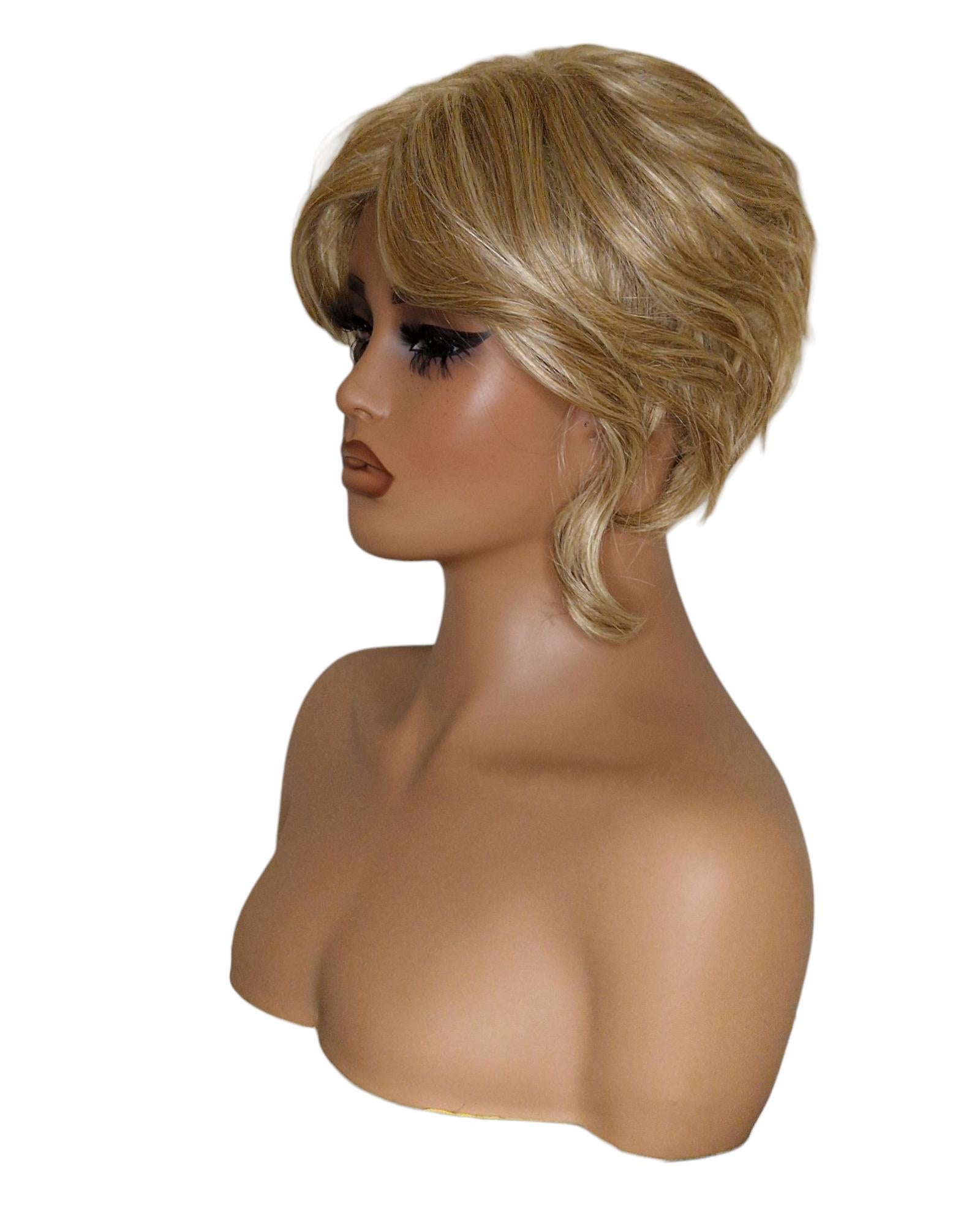 Dark Blonde Faux Up Do Bob Wig. Rose.
