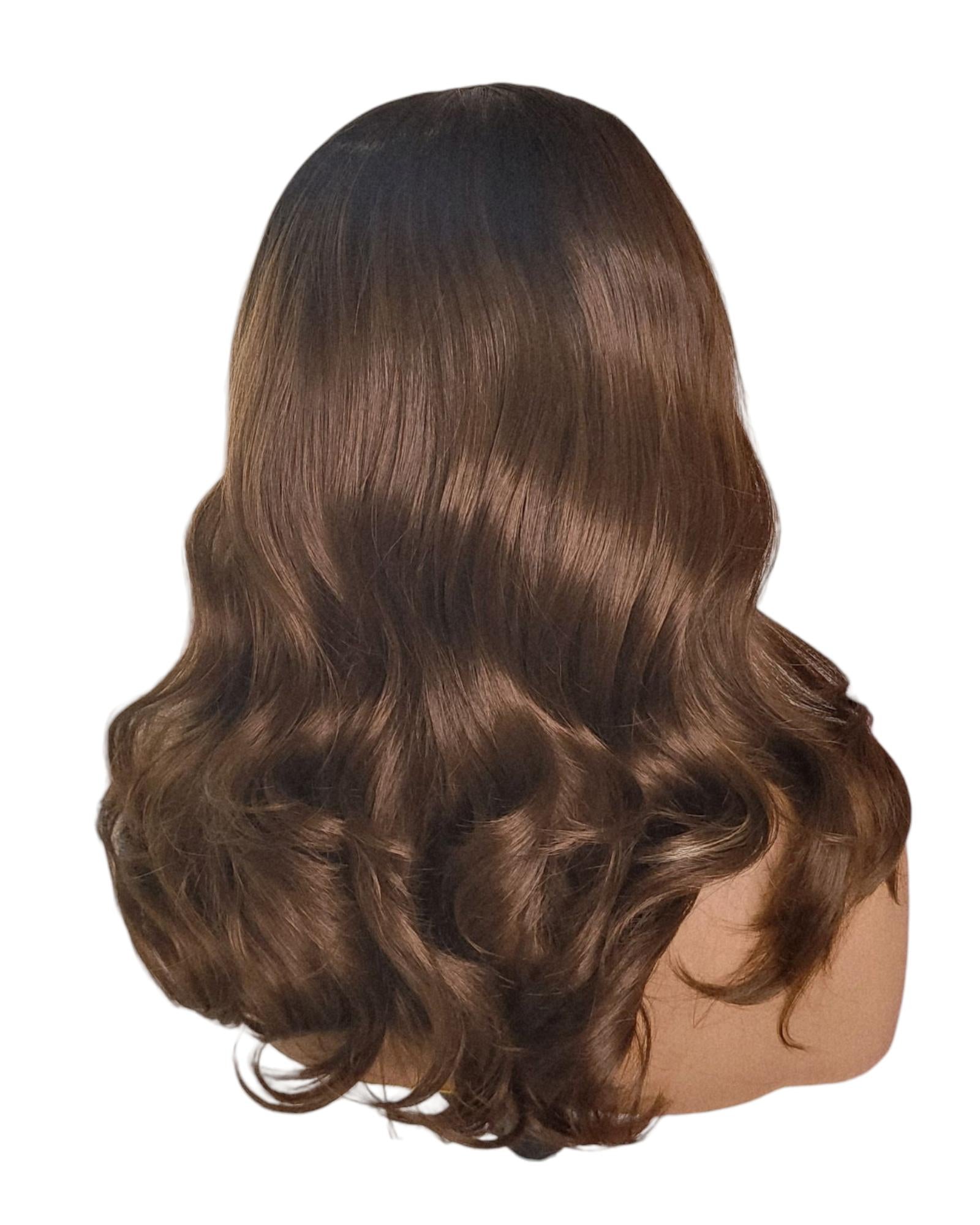Brown Mid Length Lace Front Wig. Janelle