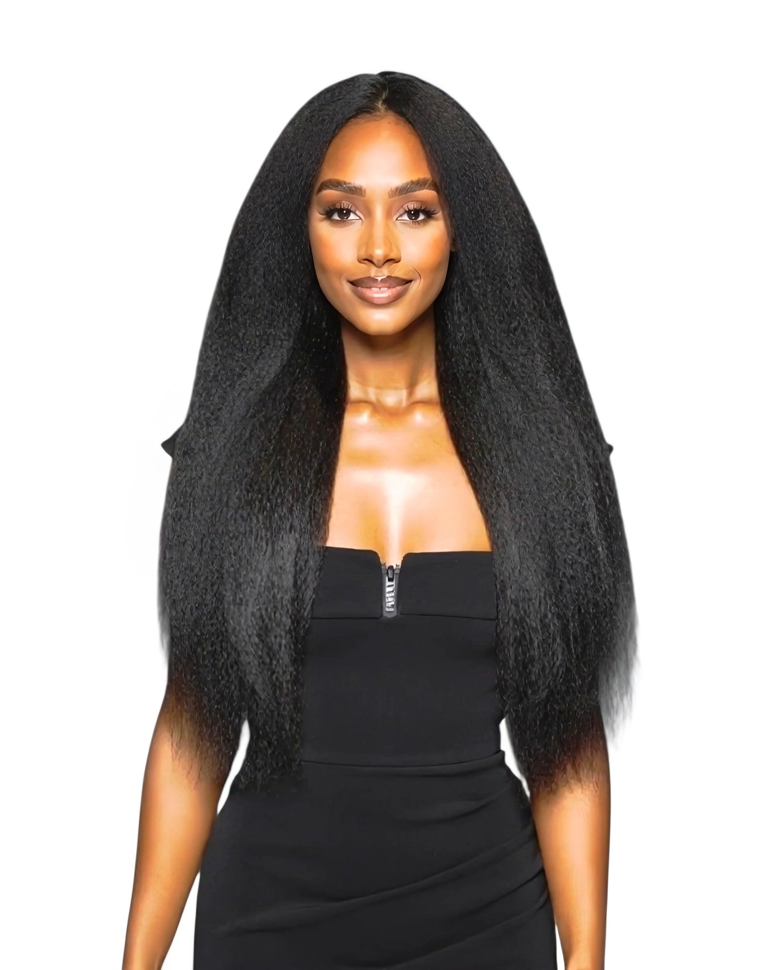Black Relaxed Texture Lace Front Wig.