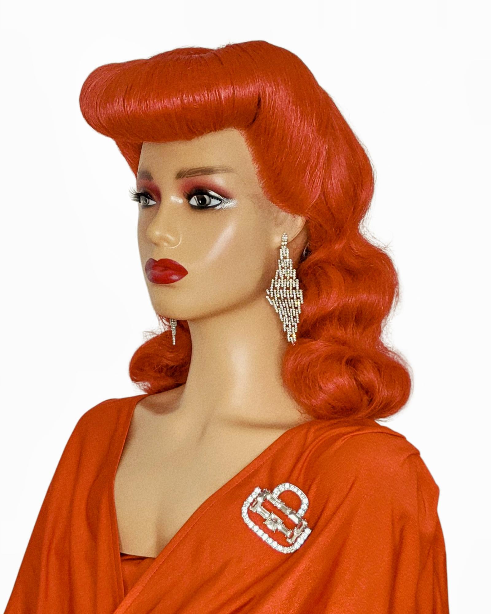 Red Pin Up Vintage Roll Wig.