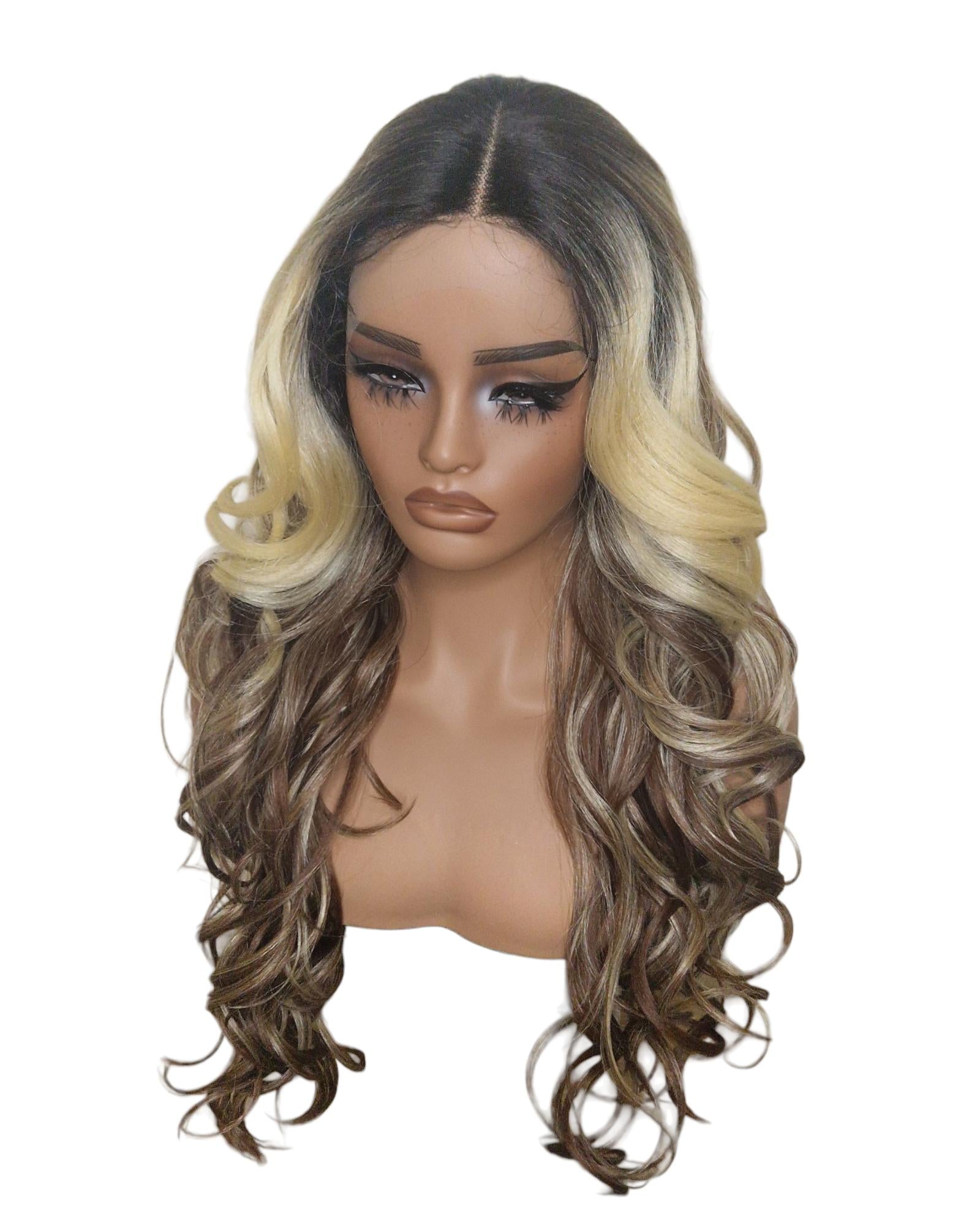 Brown Blonde Wavy Lace Front Wig. Echo