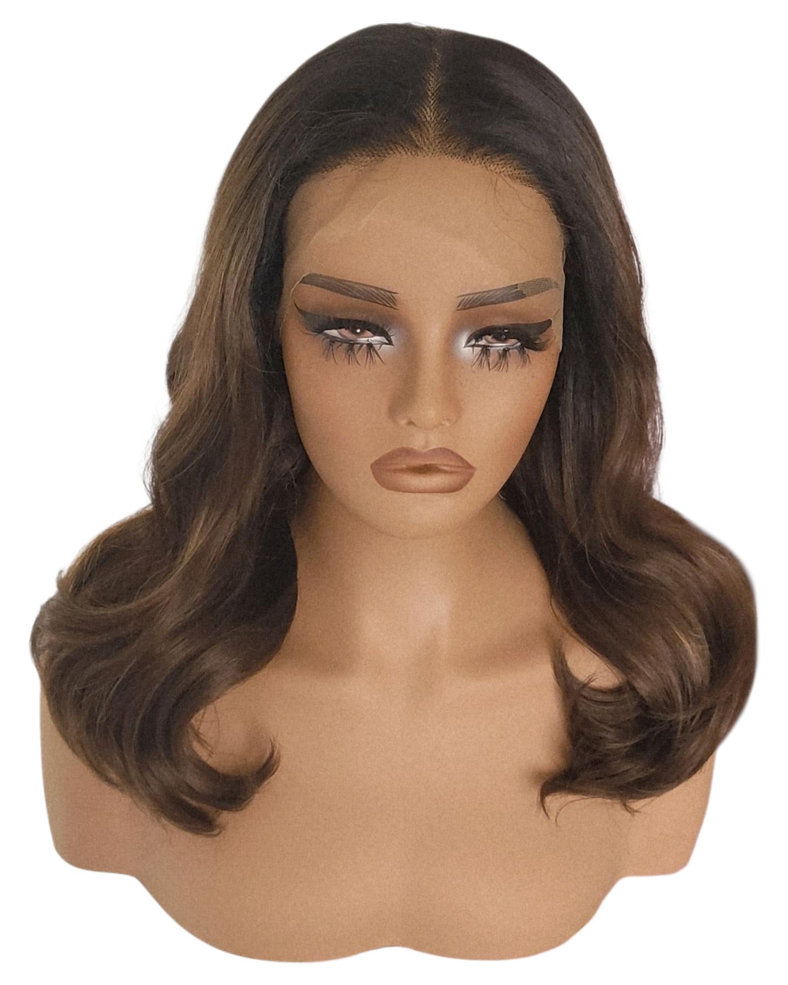 Brown Mid Length Lace Front Wig. Janelle