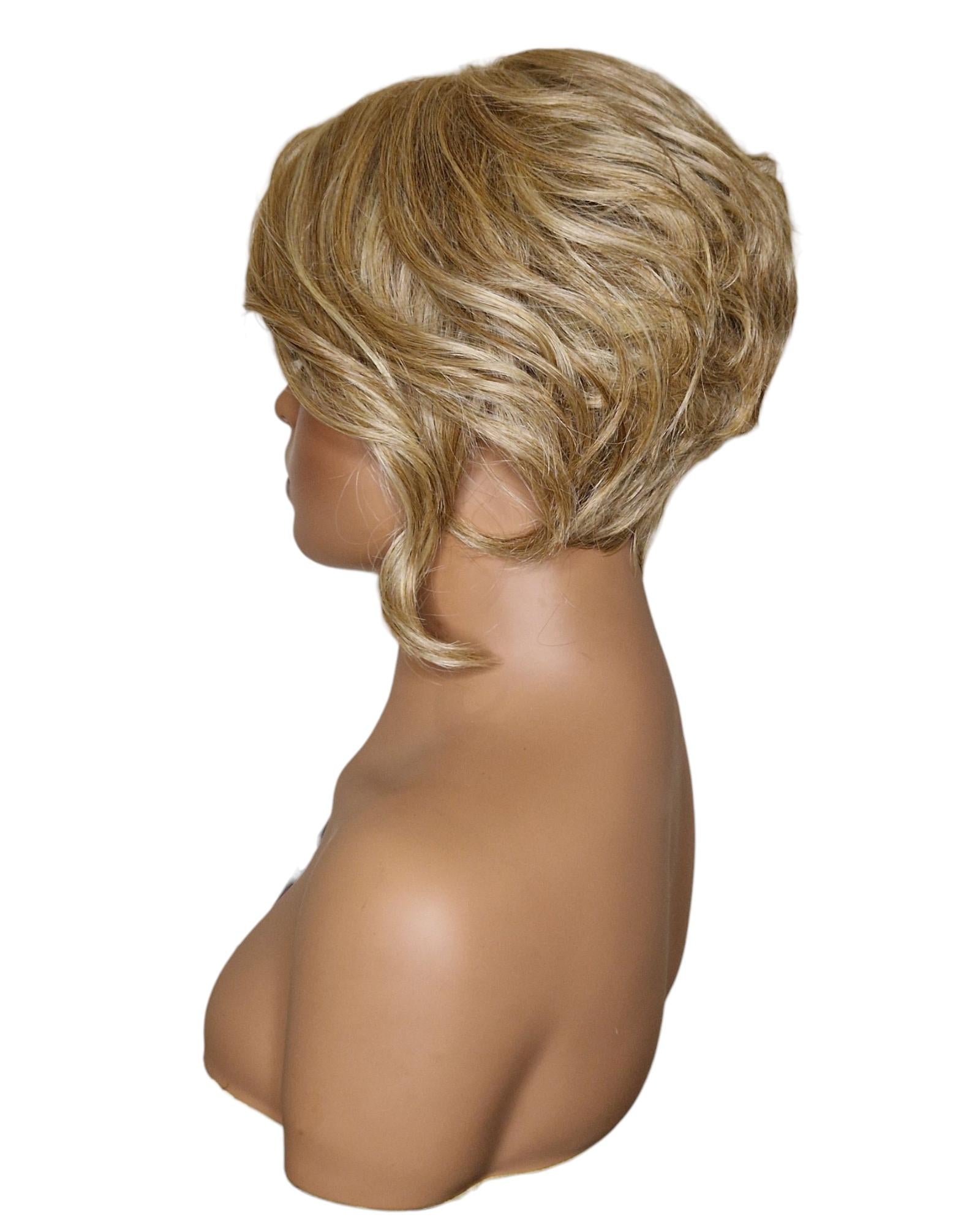 Dark Blonde Faux Up Do Bob Wig. Rose.