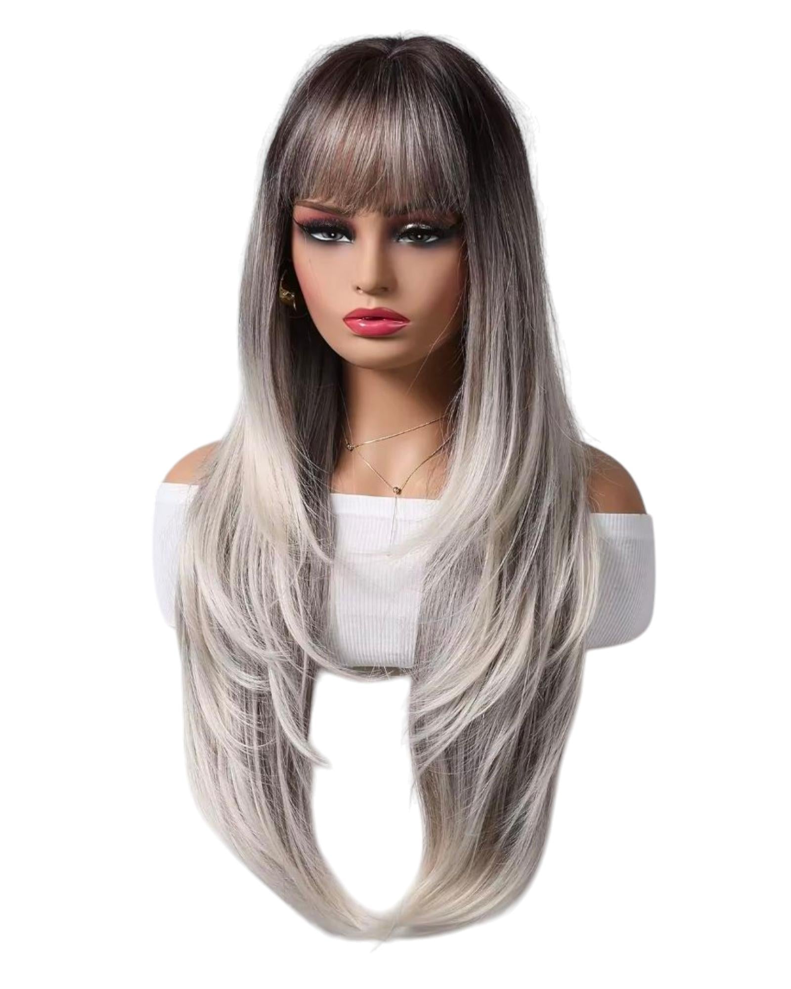 Silver Ombre Long Cosplay Wig. Eleven