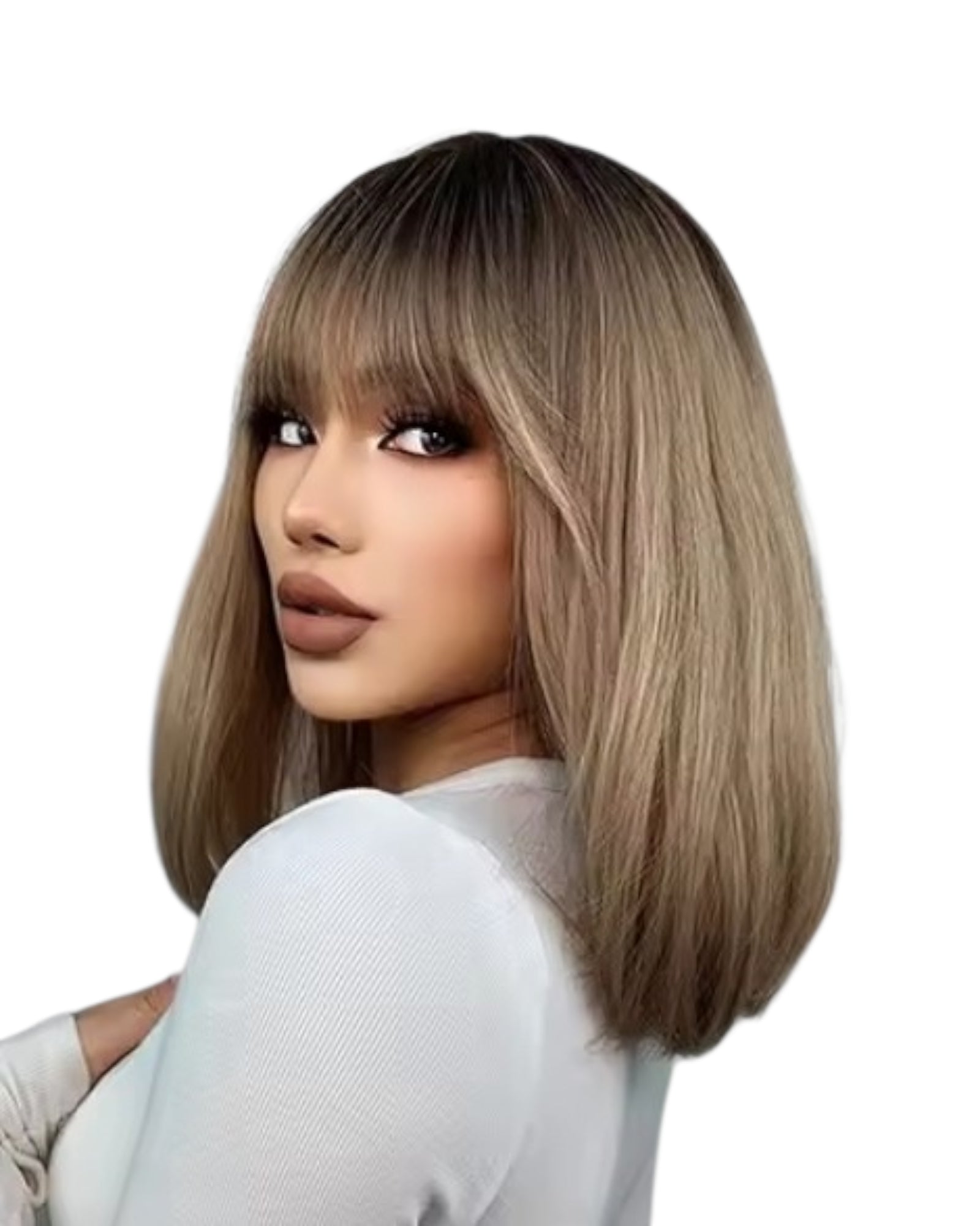 Long Lob Ash Brown Wig. Katy