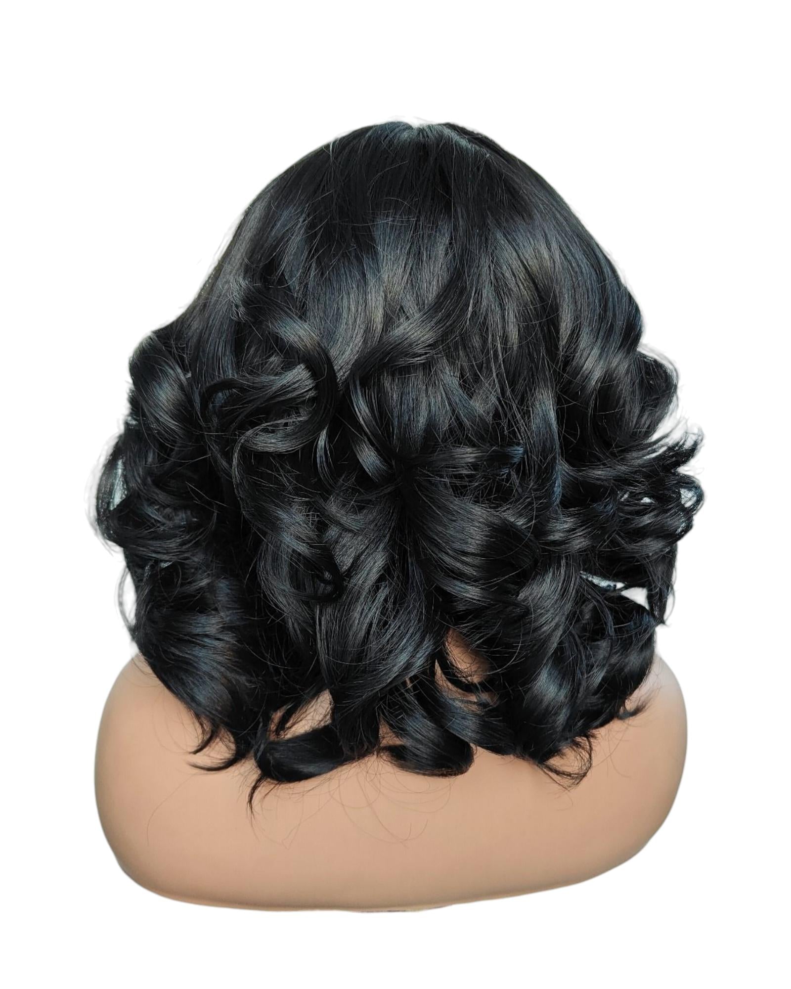 Black Wavy Bob Lace Front Wig. Delta