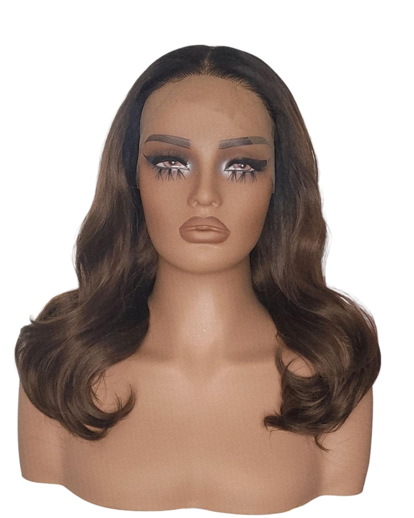 Brown Mid Length Lace Front Wig. Janelle