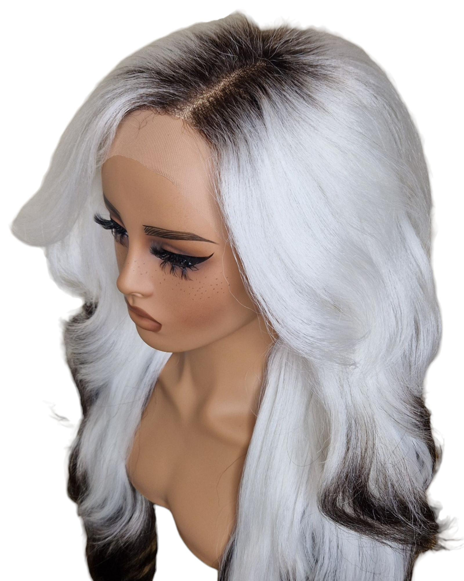 Ice White Tipped Lace Front Wig. Iced Vanilla