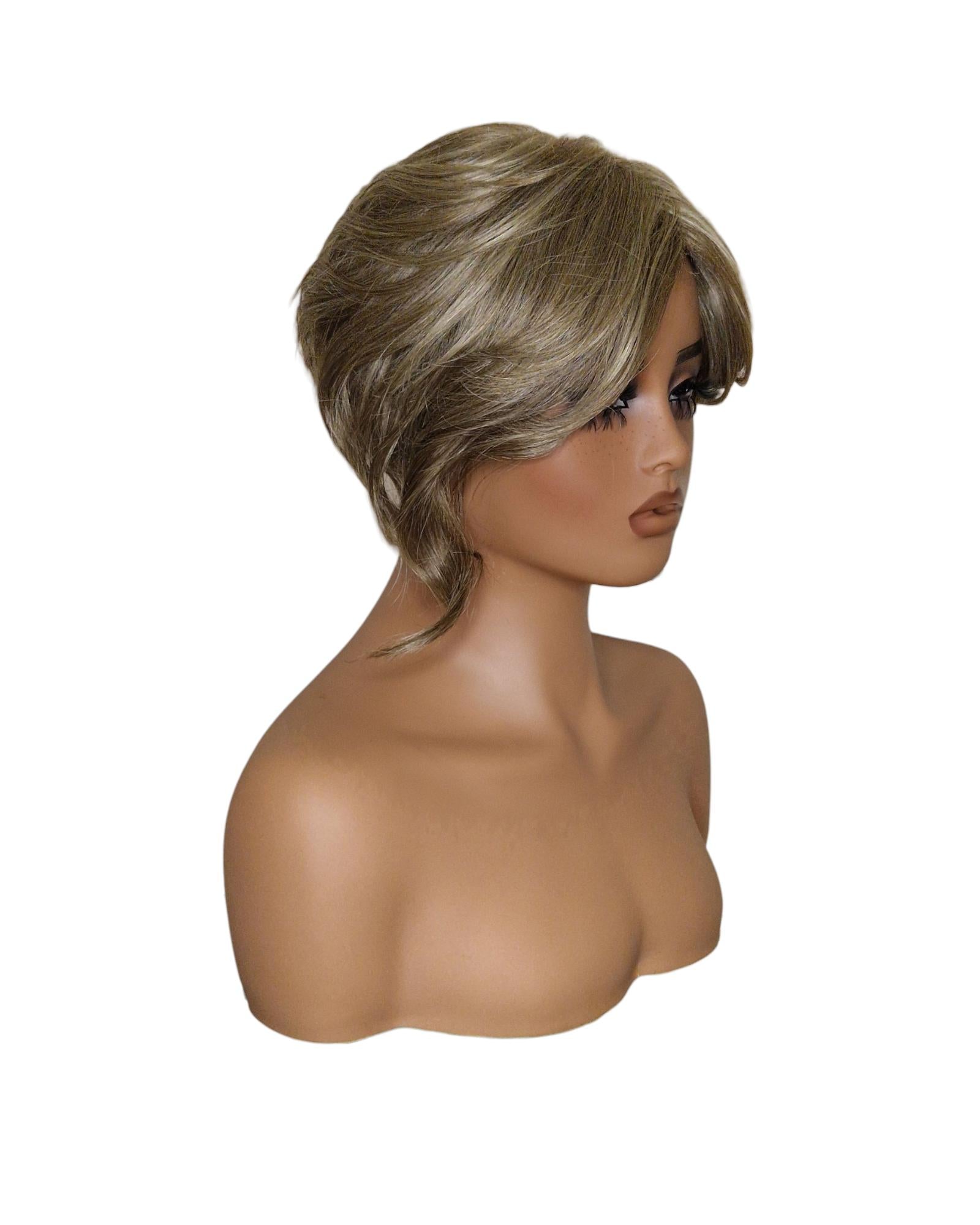 Silver Blonde Faux Up Do Bob Wig. Rose.