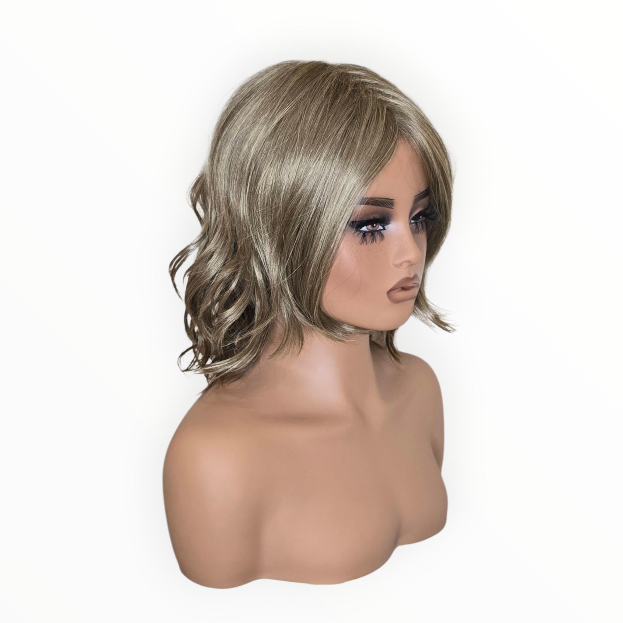 Silver Ash Blonde Wavy Bob Wig. Abbi