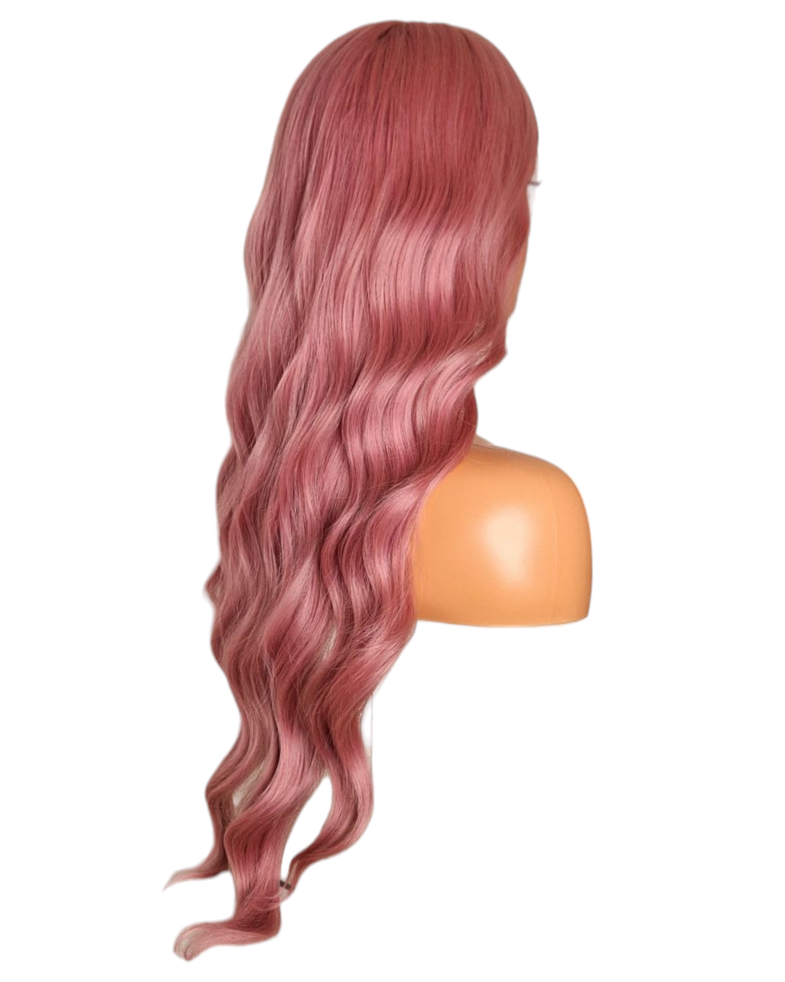 Pastel Rose Pink Long Wig. Peony