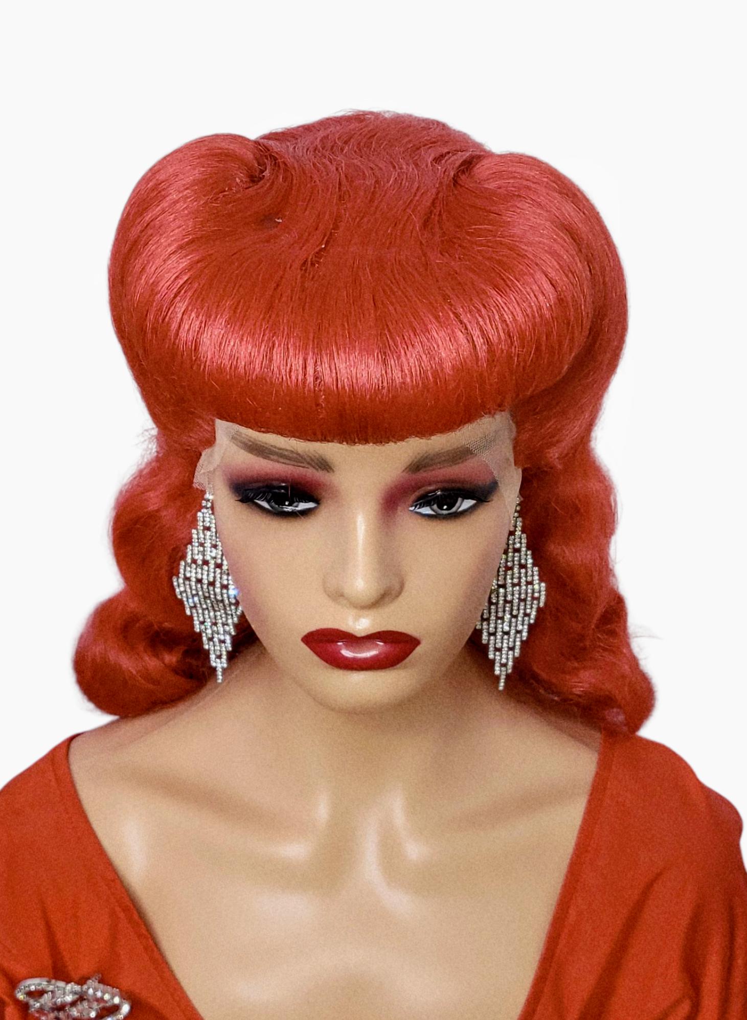 Red Pin Up Vintage Roll Wig.
