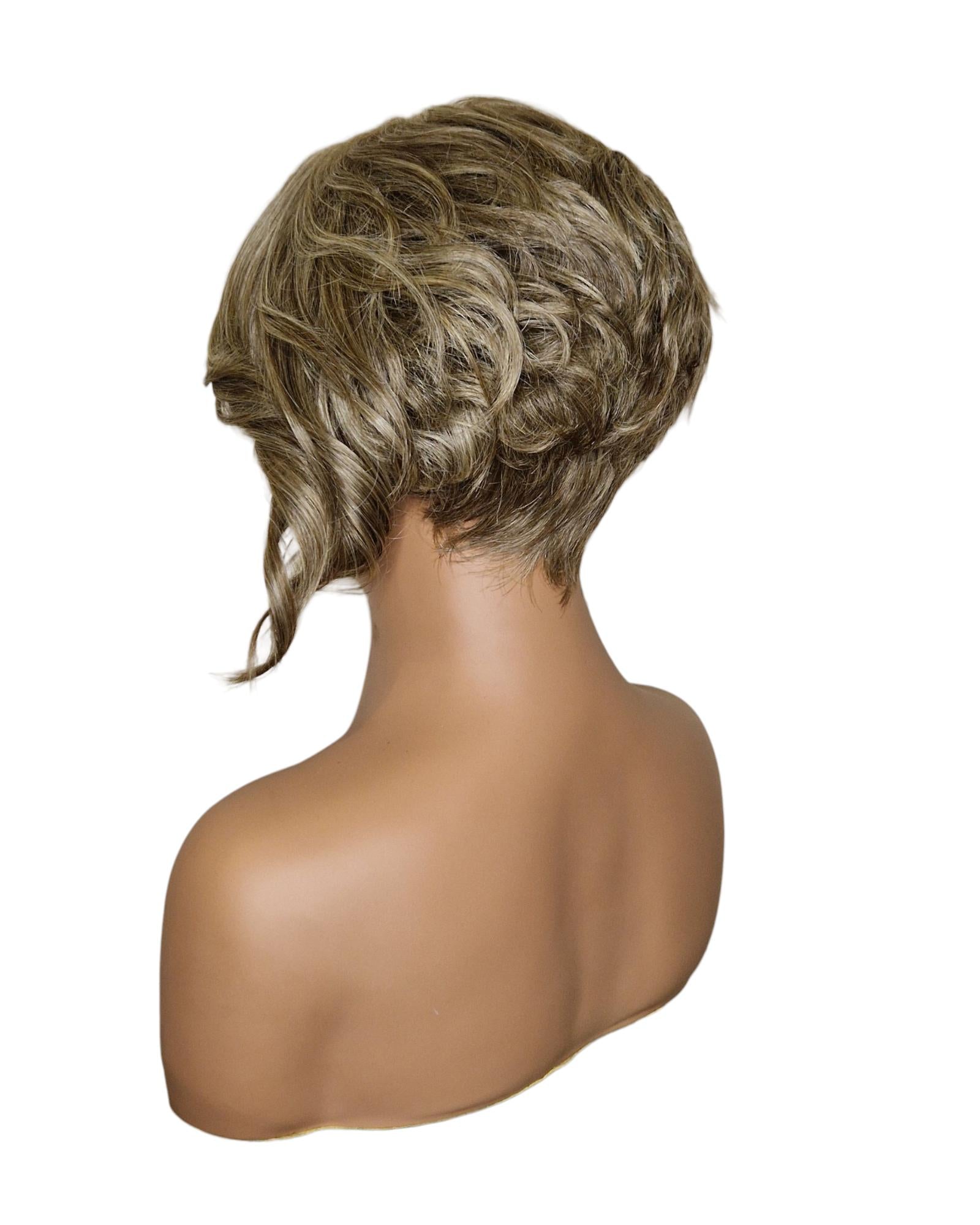 Silver Blonde Faux Up Do Bob Wig. Rose.