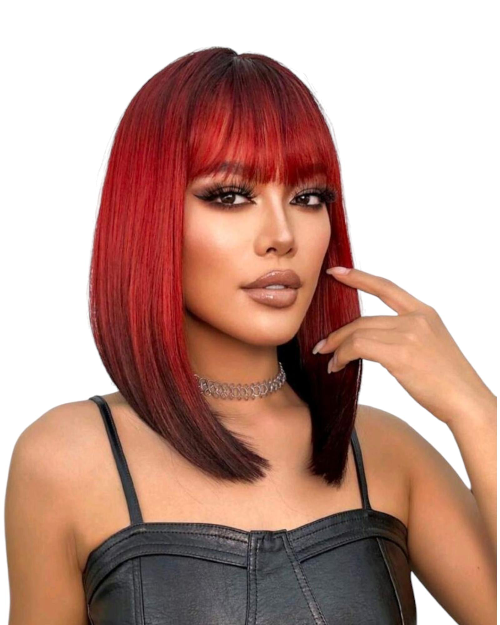 Red Black Ombre Bob Wig. Kaz