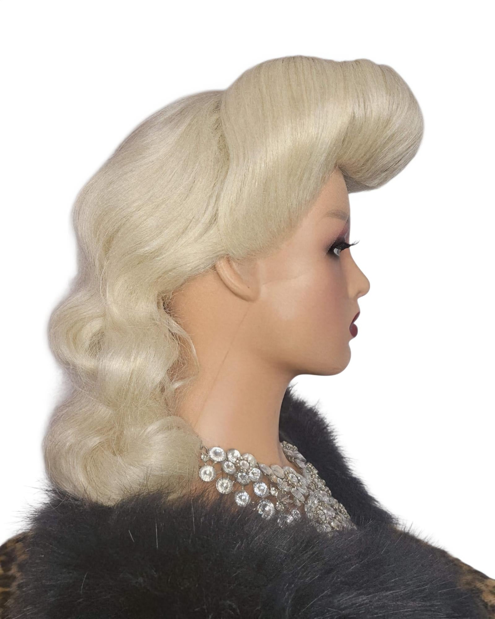 Platinum Blonde Pin Up Vintage Roll Wig. Hotstuff