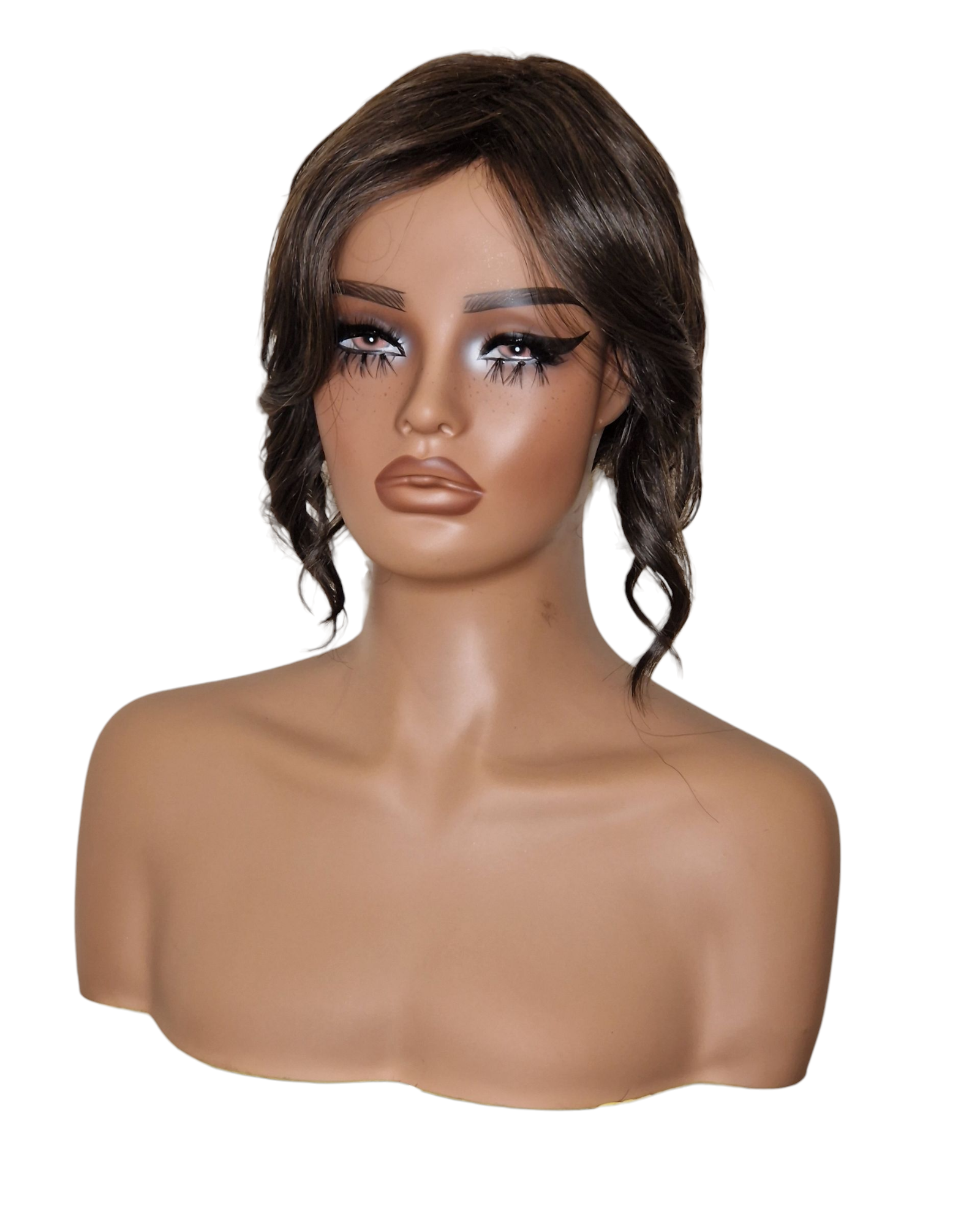 Dark Brown Faux Up Do Bob Wig. Rose.