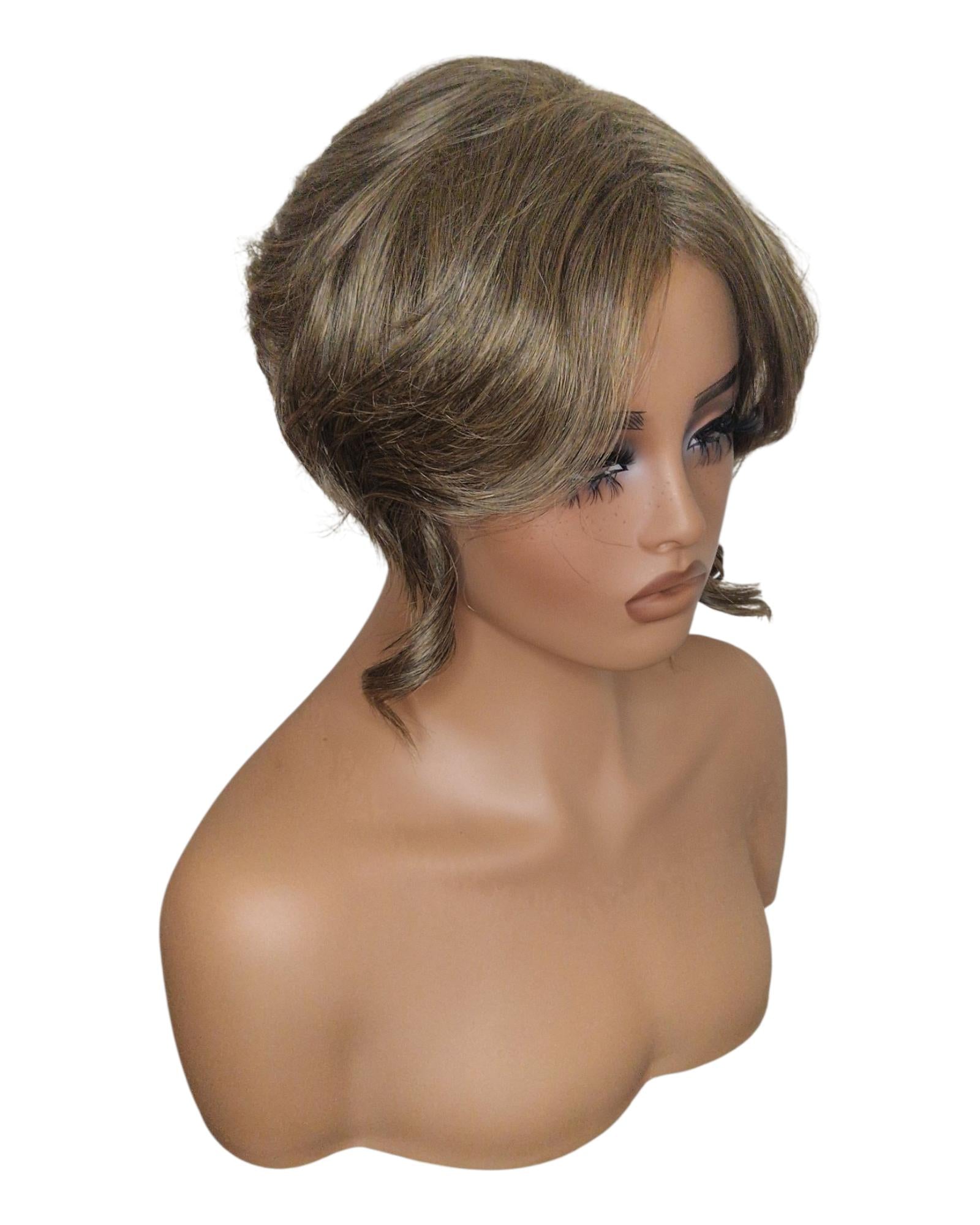 Autumn Blonde Faux Up Do Bob Wig. Rose.