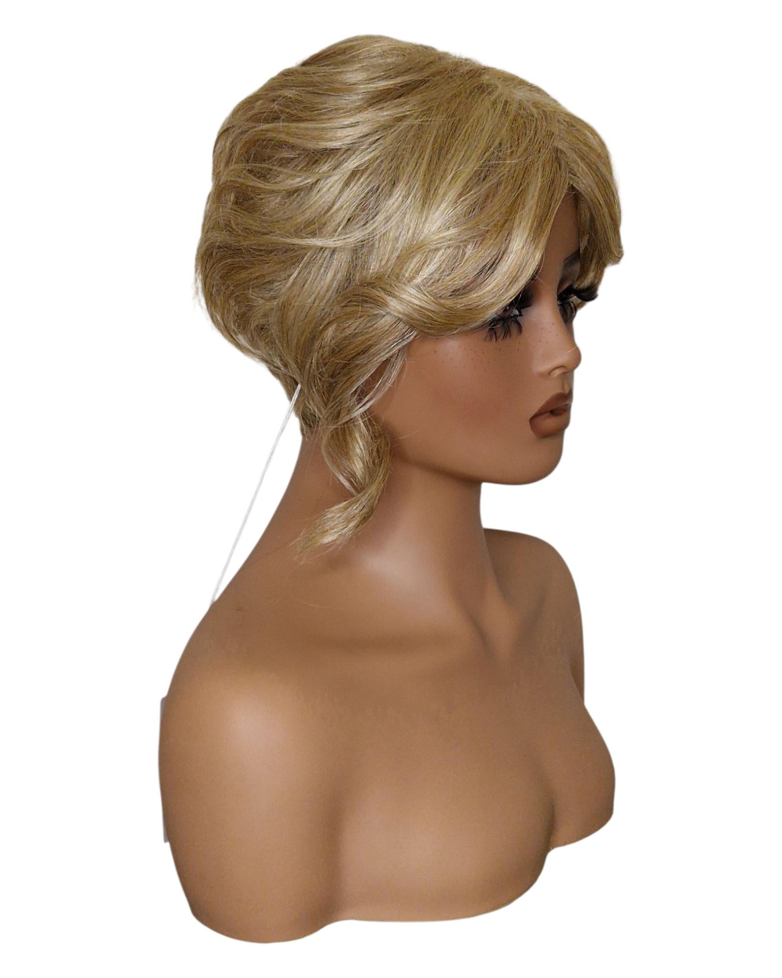 Dark Blonde Faux Up Do Bob Wig. Rose.