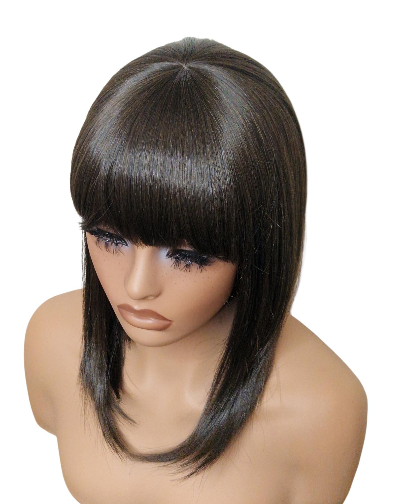 Dark Brown Asymmetric Bob Wig. Alix