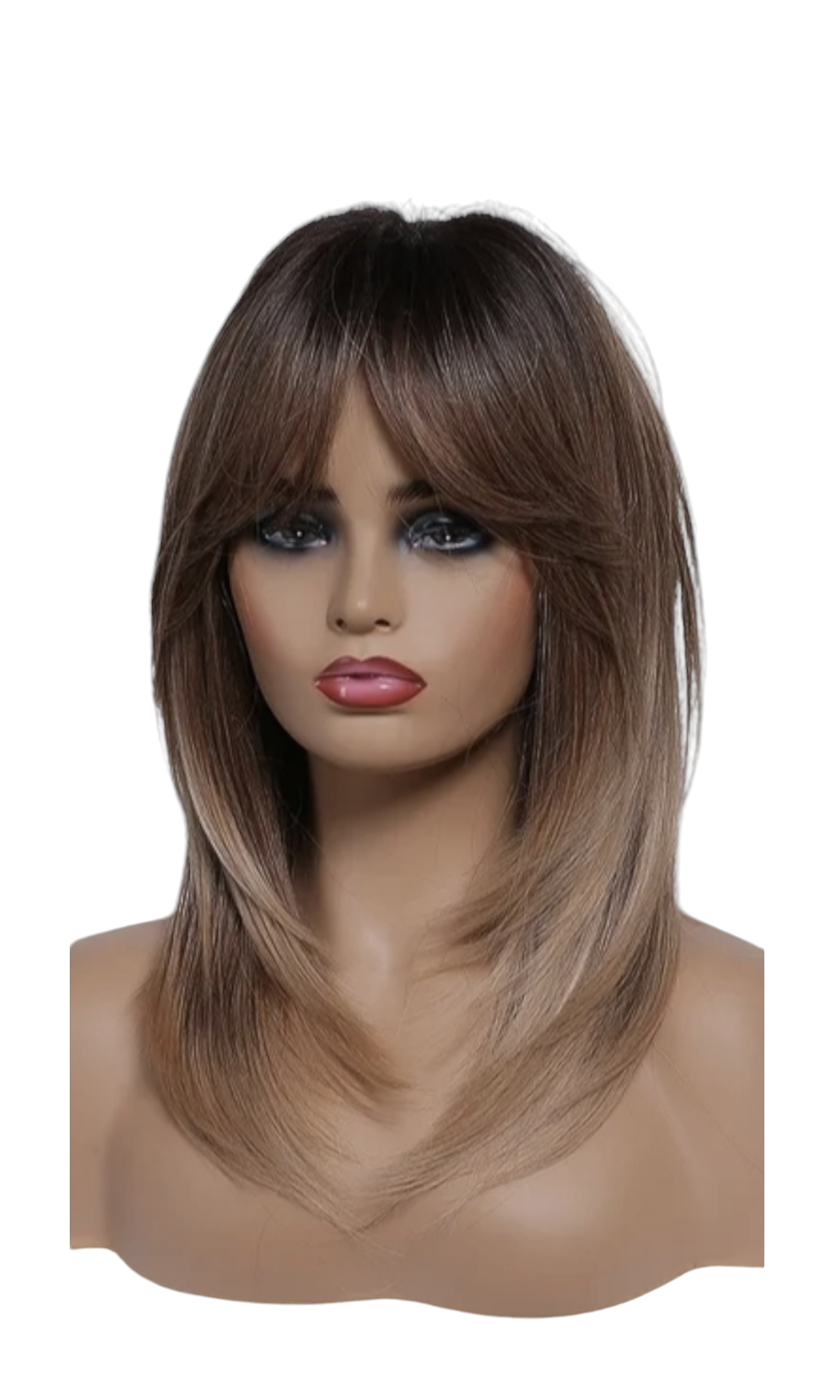 Ombre Brown Blonde Face Framing Shoulder Length Wig. Alure