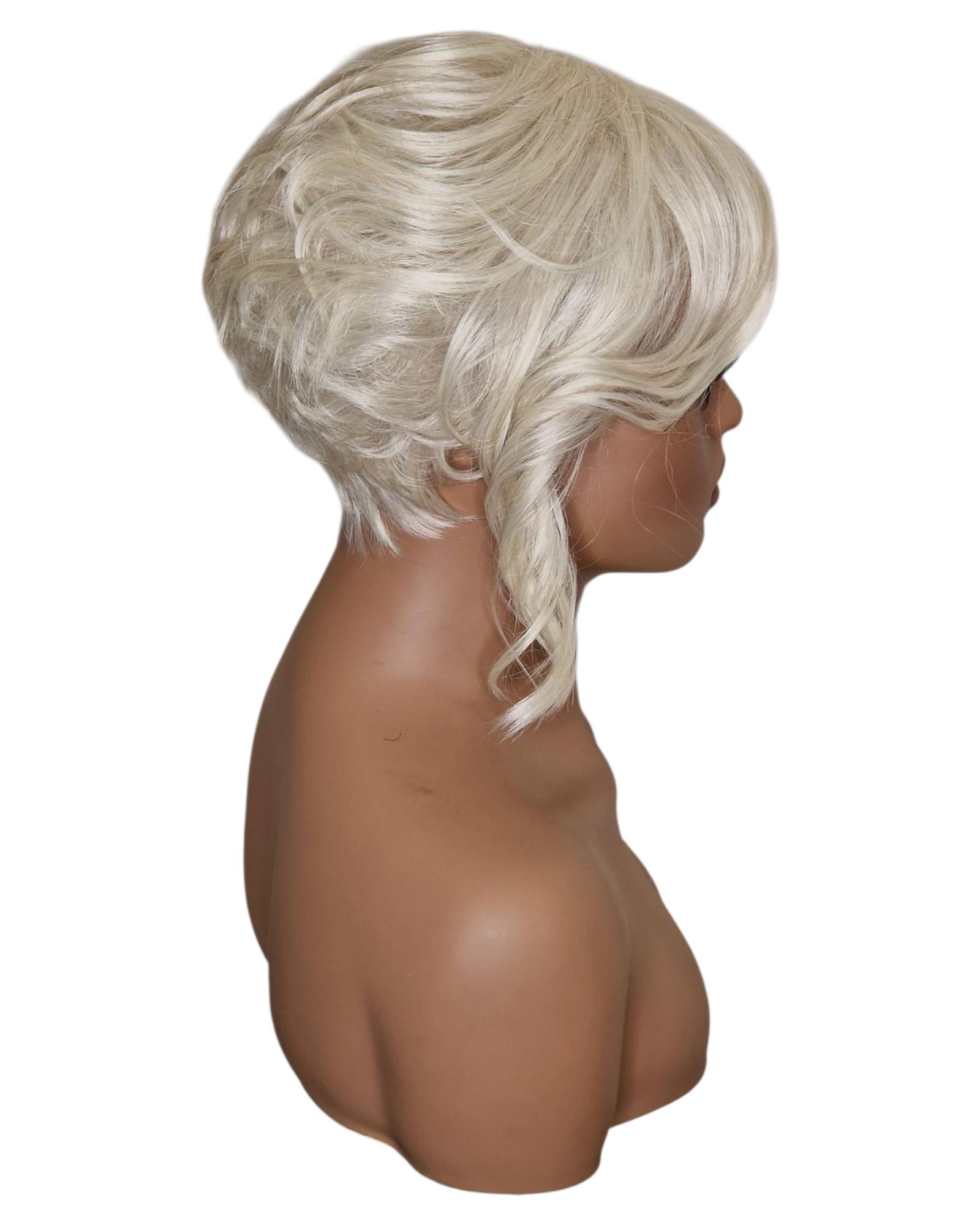 Platinum Blonde Faux Up Do Bob Wig. Rose.