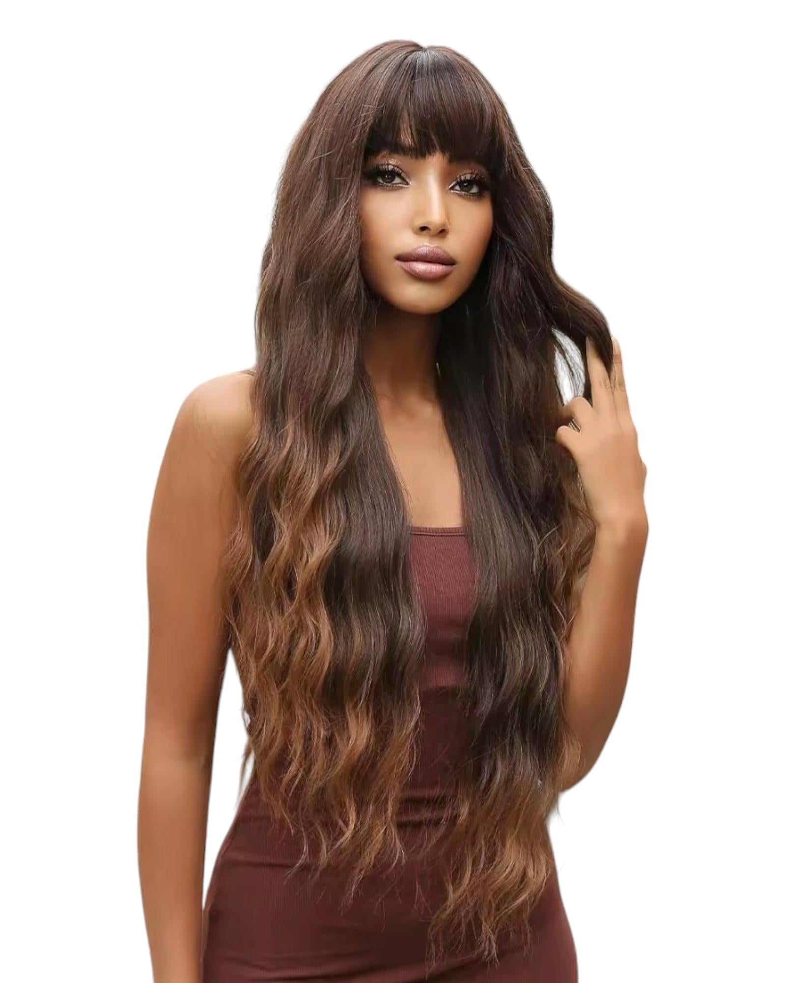 Brown Ombre Long Wavy Wig. Ndyah