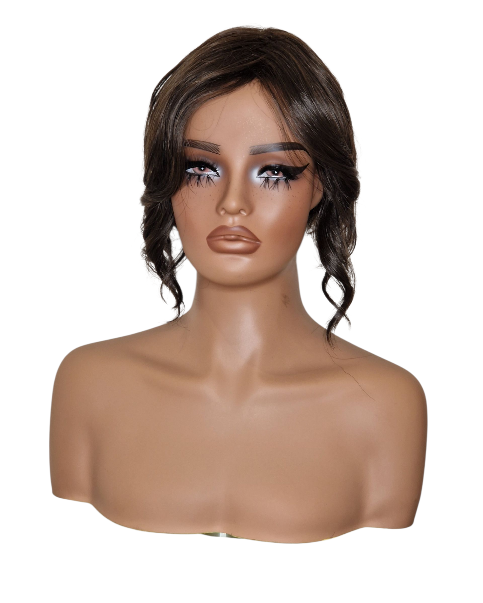 Dark Brown Faux Up Do Bob Wig. Rose.