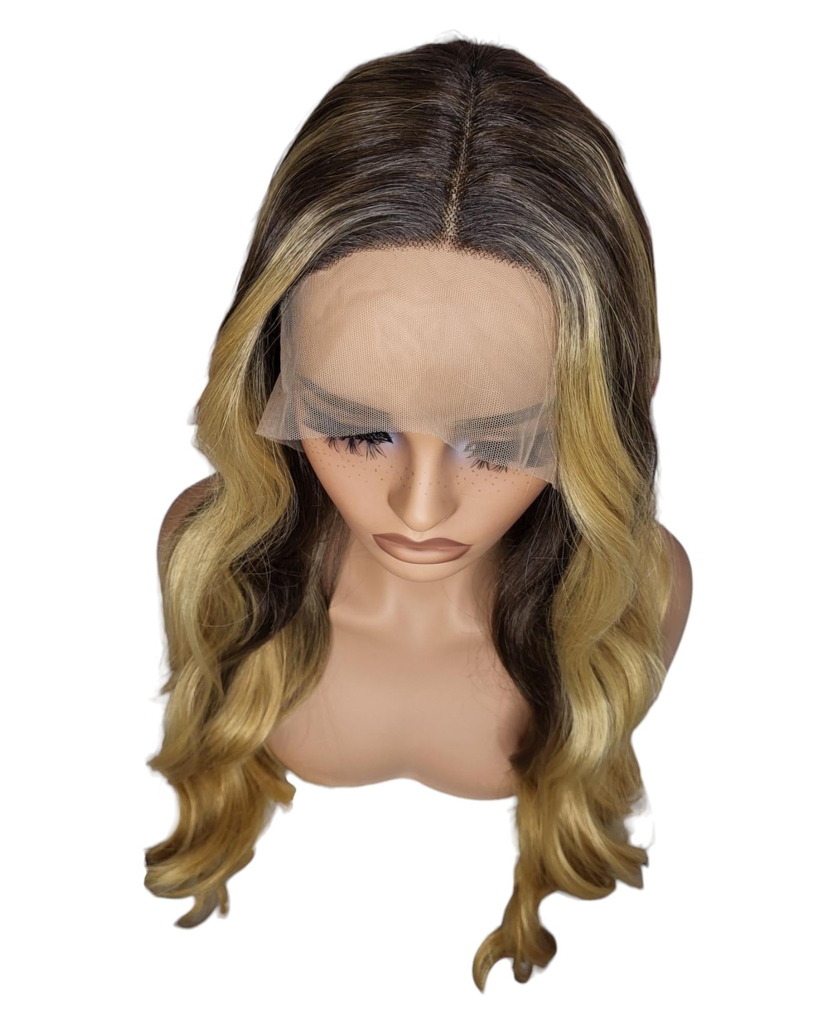 Long Wavy Brown Blonde Layered Lace Front Wig. Alisha