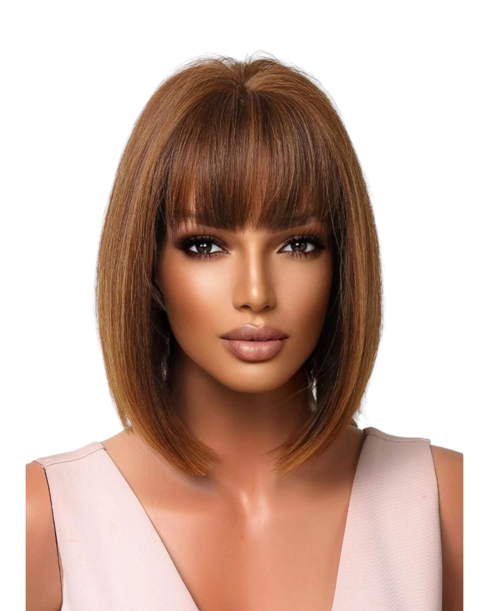 Caramel Brown Short Bob Wig. Tallie.