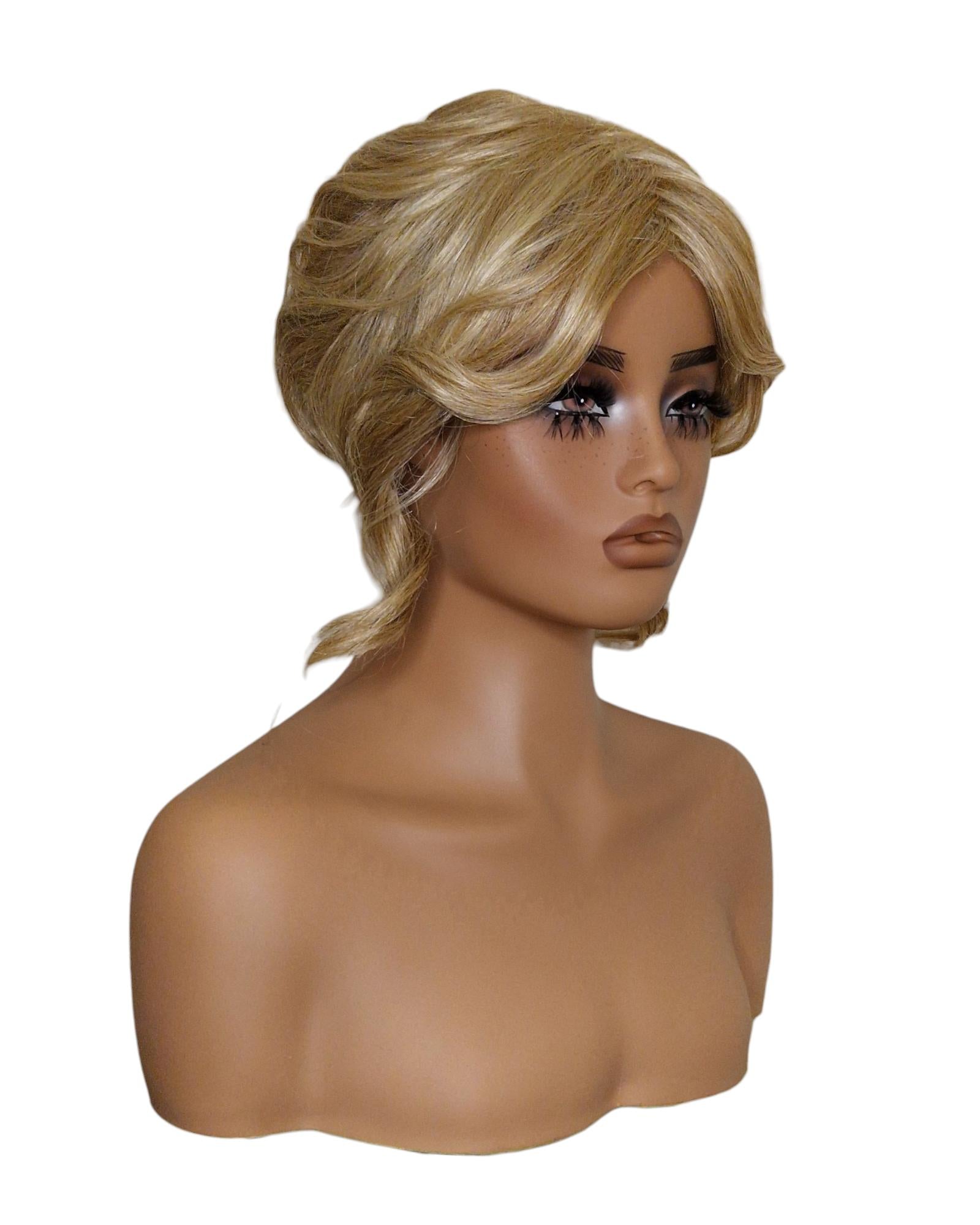 Dark Blonde Faux Up Do Bob Wig. Rose.