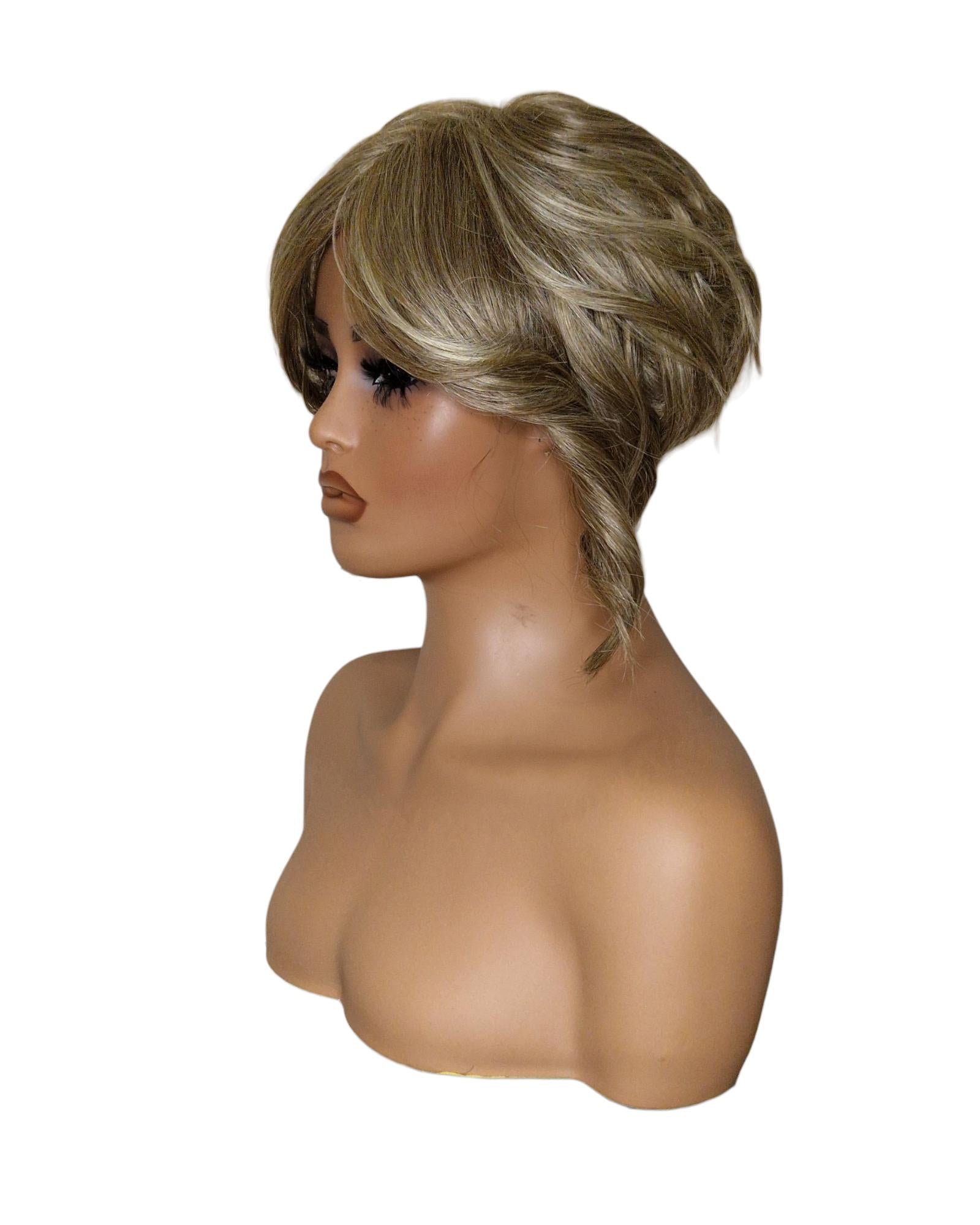 Silver Blonde Faux Up Do Bob Wig. Rose.