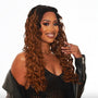 Black Caramel Brown Ombre Wet Curl Lace Front Wig. Kiki