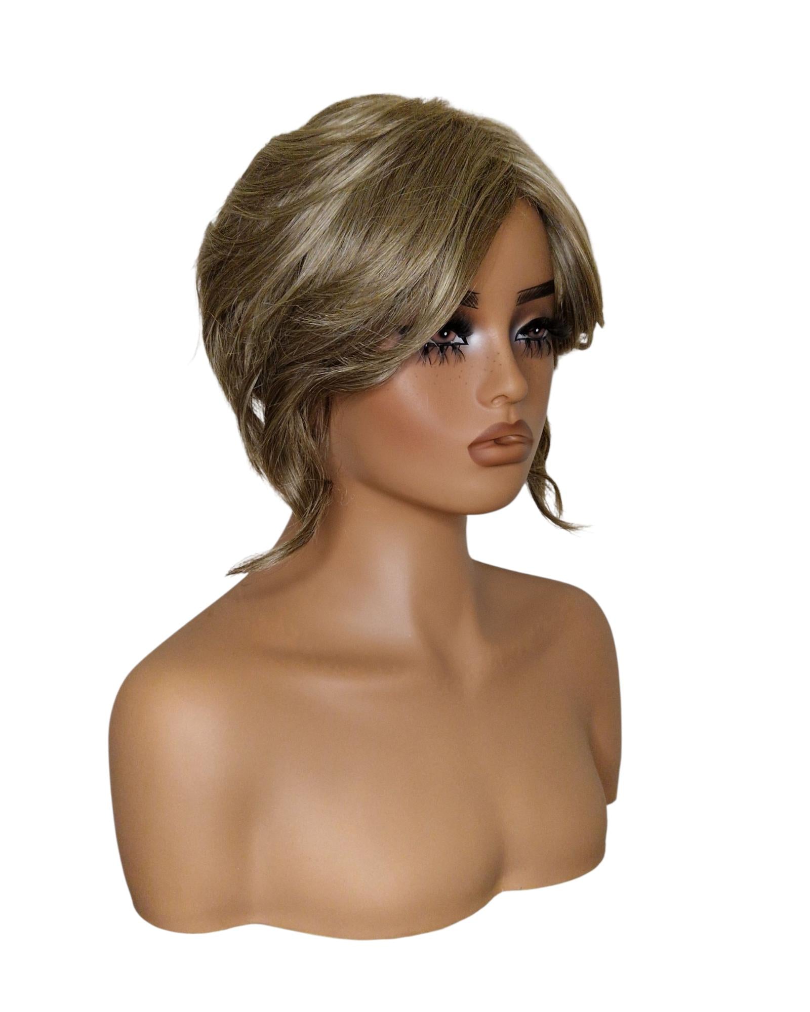Silver Blonde Faux Up Do Bob Wig. Rose.