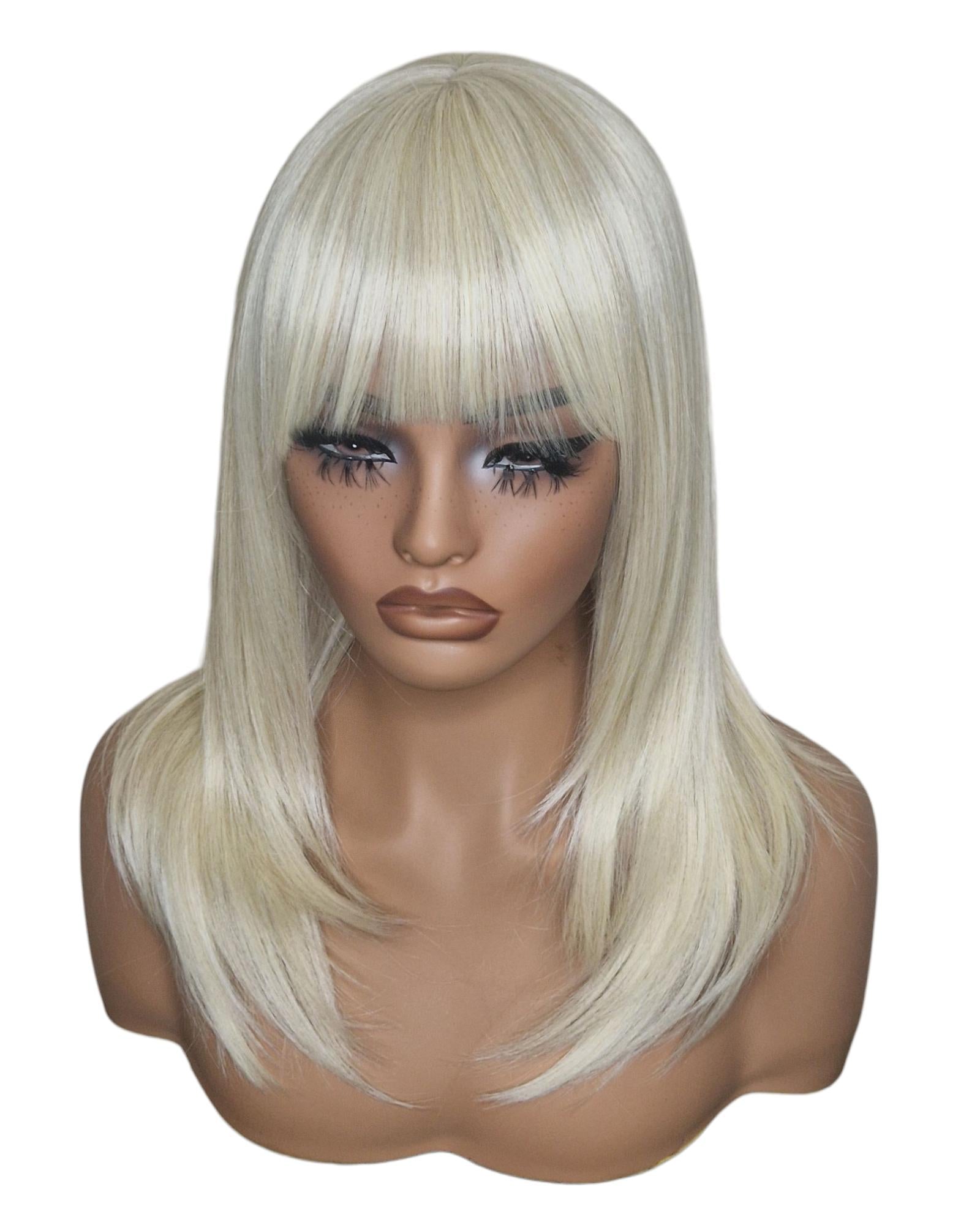 Platinum Blonde Long Bob Wig. Katherine
