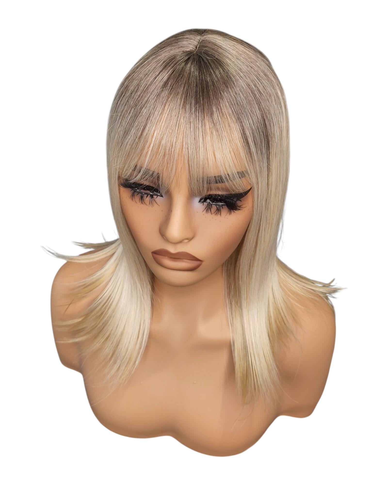 Blonde Highlighted Long Bob Wig. Alexis