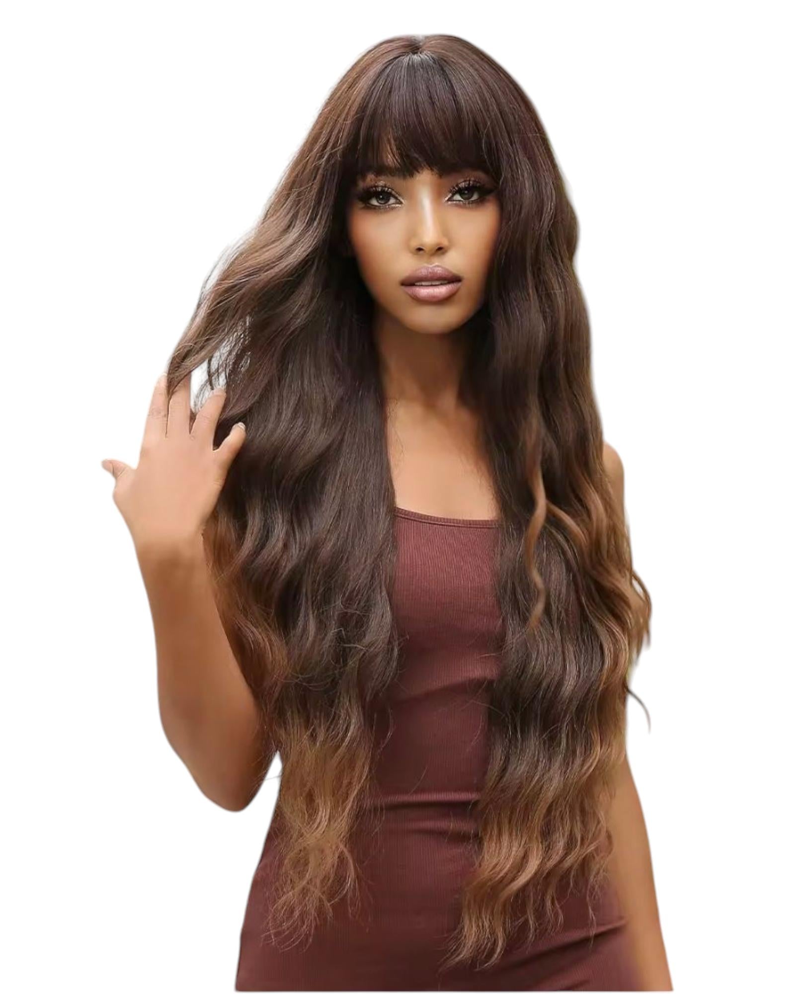 Brown Ombre Long Wavy Wig. Ndyah