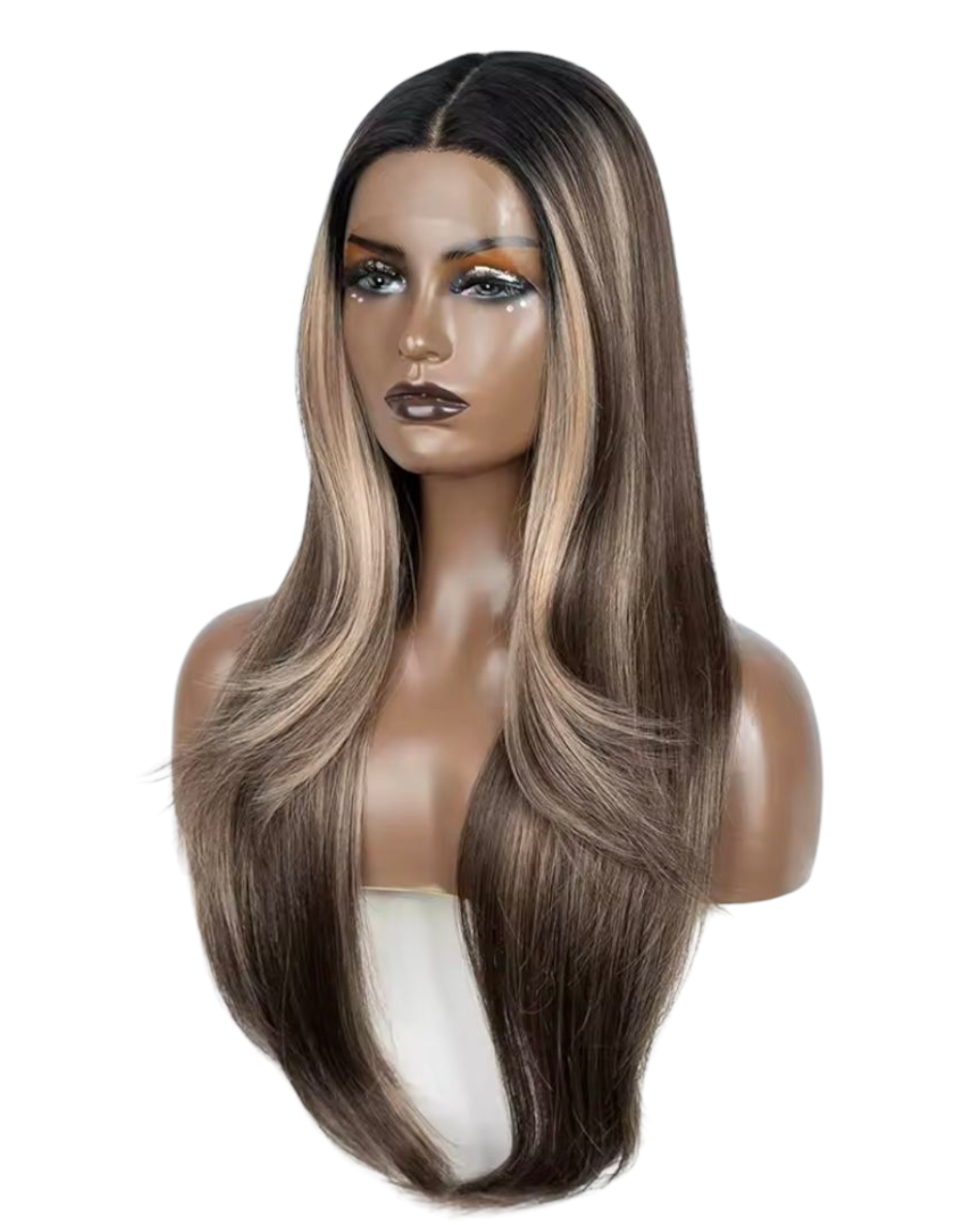 Brown Blonde Streaked Lace Front Wig. Zosia