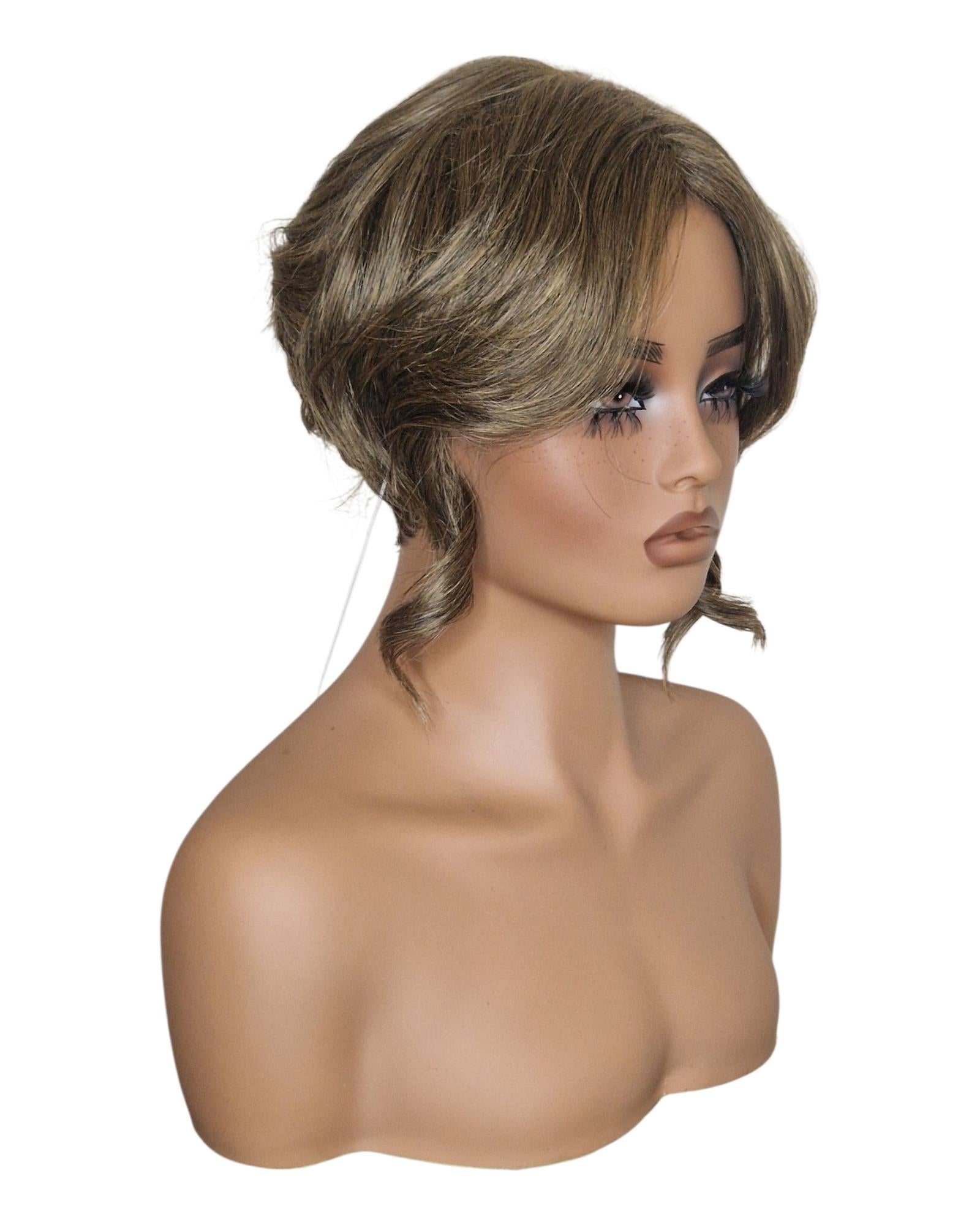 Autumn Blonde Faux Up Do Bob Wig. Rose.