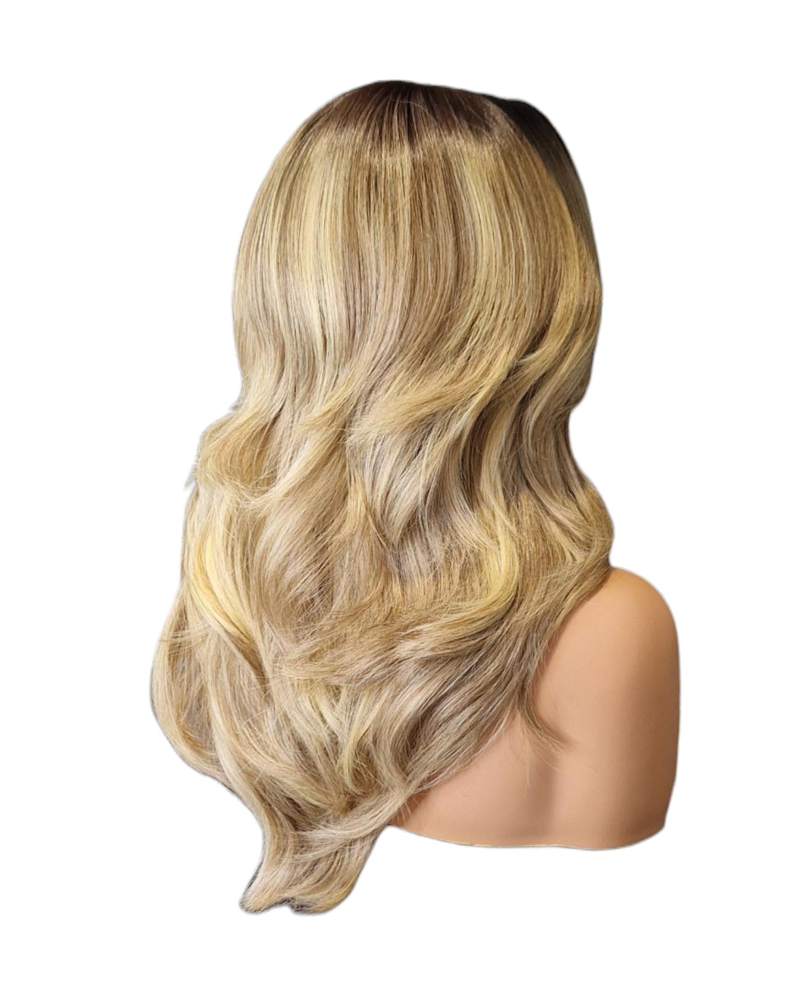 Ash Blonde Ombre Layered Lace Front Wig. Bailie