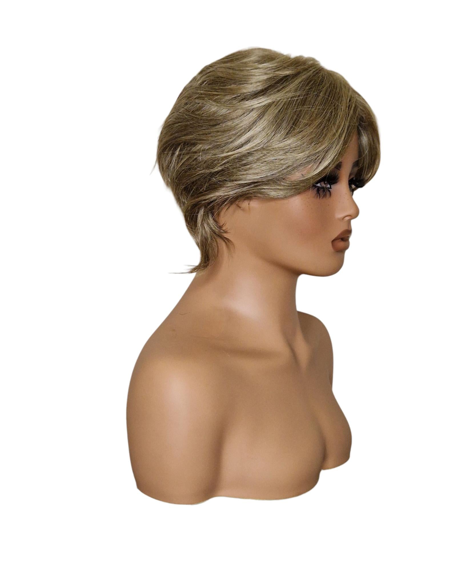 Silver Blonde Faux Up Do Bob Wig. Rose.