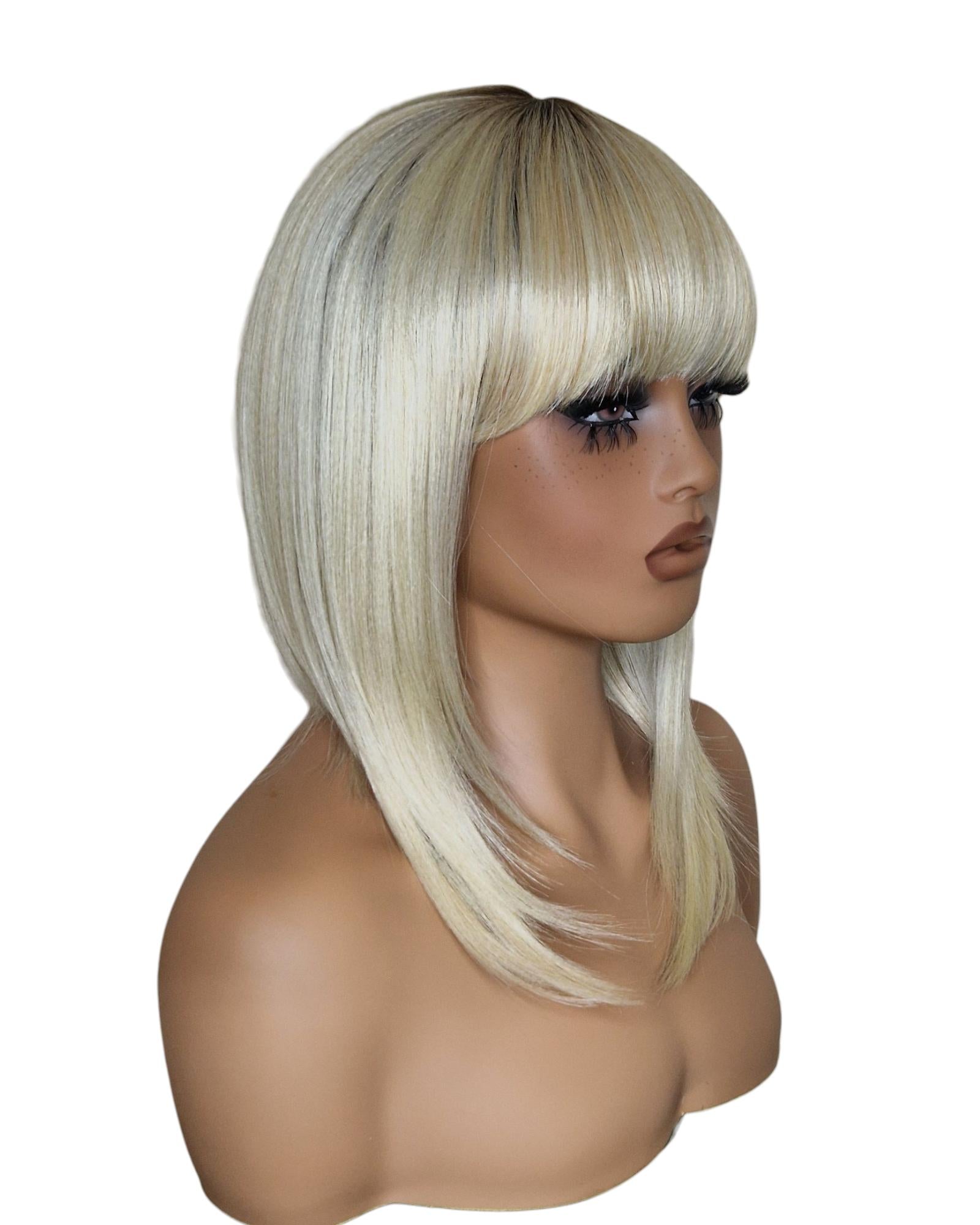 Platinum Blonde Asymmetric Bob Wig. Alix