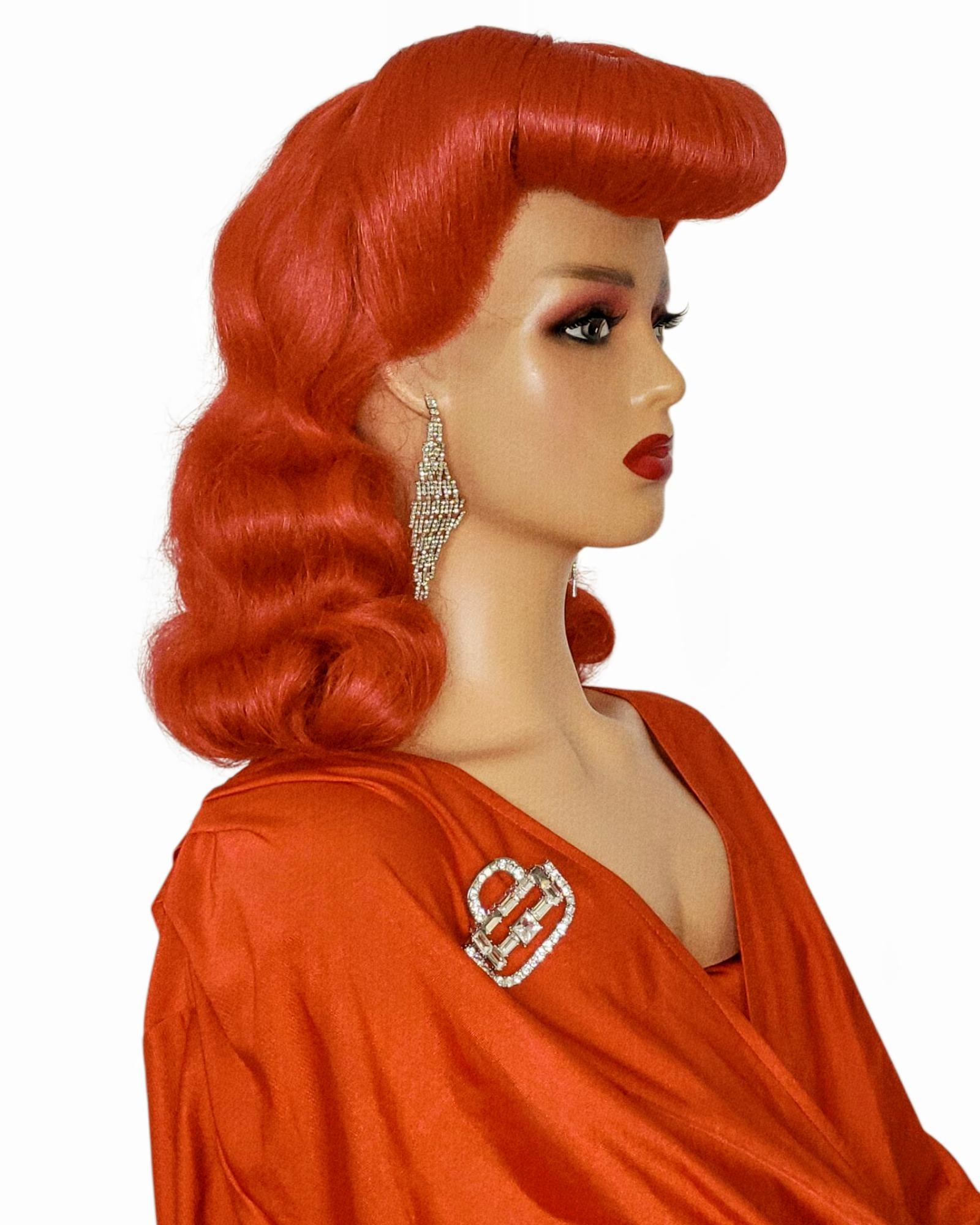 Red Pin Up Vintage Roll Wig.