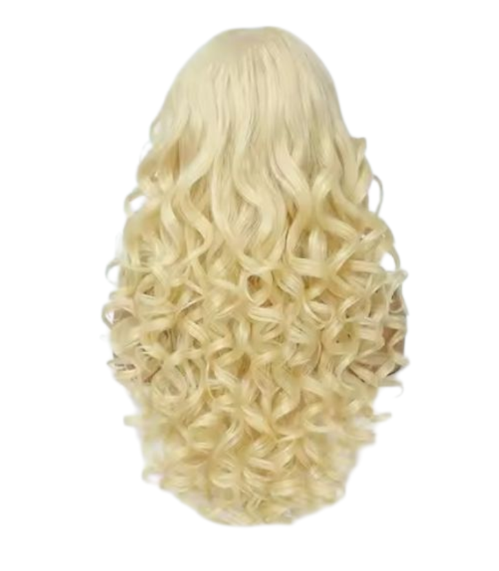 Blonde Curly Lace Front Middle Parting Wig. Zena