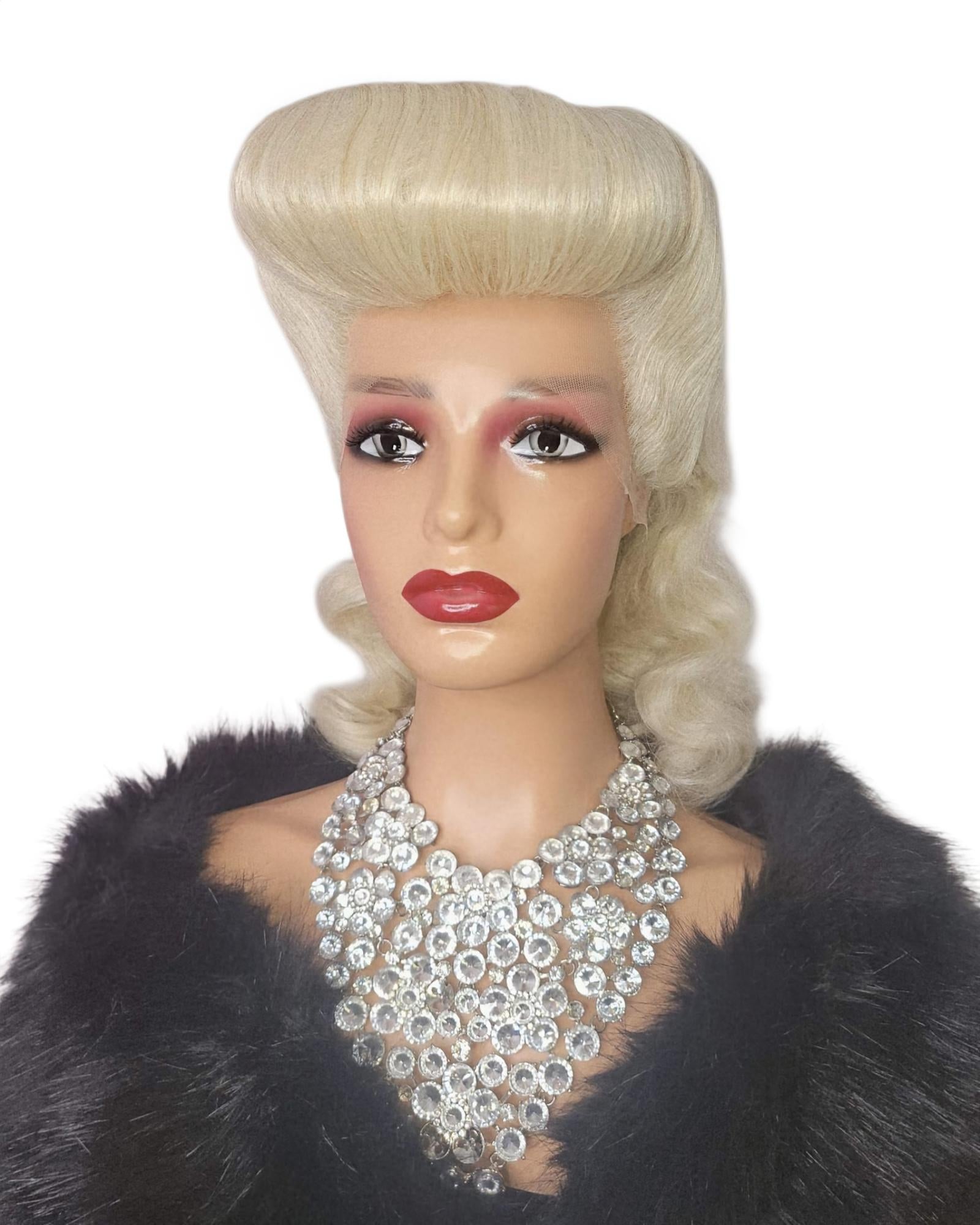 Platinum Blonde Pin Up Vintage Roll Wig. Hotstuff